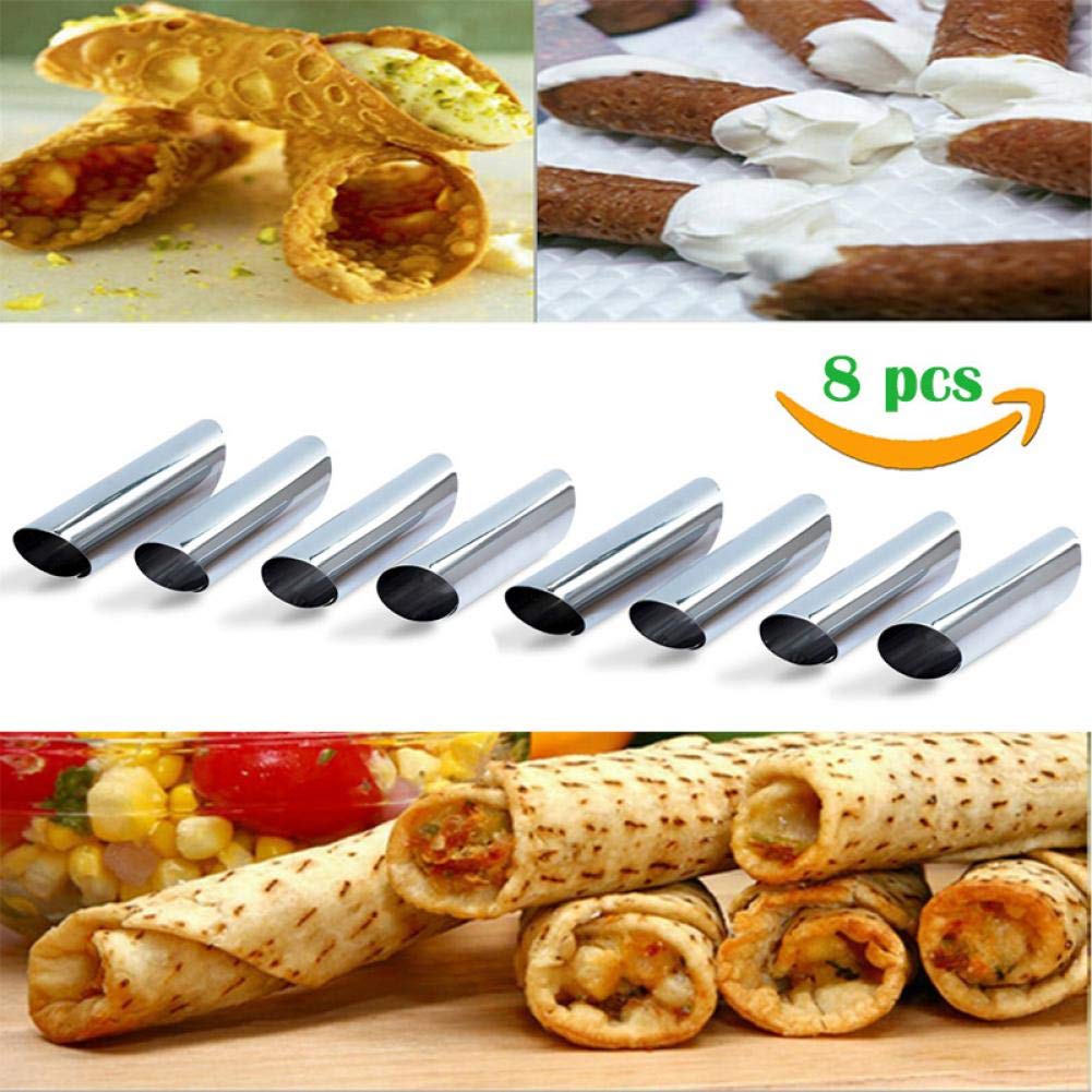 8-Piece Stainless Steel Cannoli Shell Molds - Non-Stick DIY Pastry Forms for Baking, Dessert & Cream Filling - Durable Kitchen Bakeware for Italian Pastries, Homemade Cannoli & Party Treats