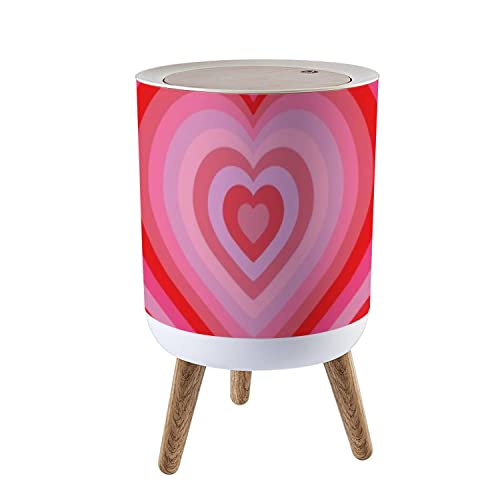 Small Round Trash Can with Lid - 1.8 Gallon Dog Proof Wastebasket with Romantic Concentric Hearts Design for Kitchen, Bathroom, Living Room | Perfect for Home, Office & Pet-Friendly Spaces