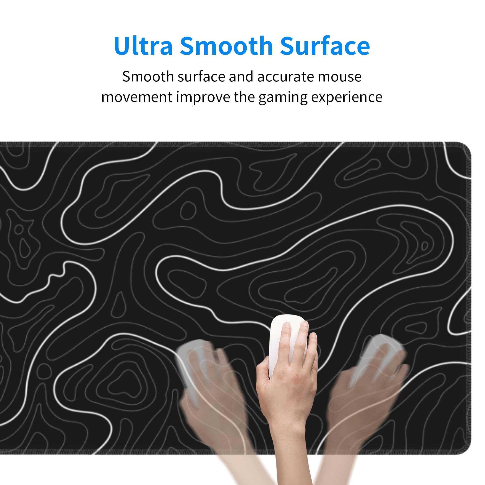 Topographic Gaming Mouse Pad - Large Non-Slip Desk Mat for Office & PC Gaming