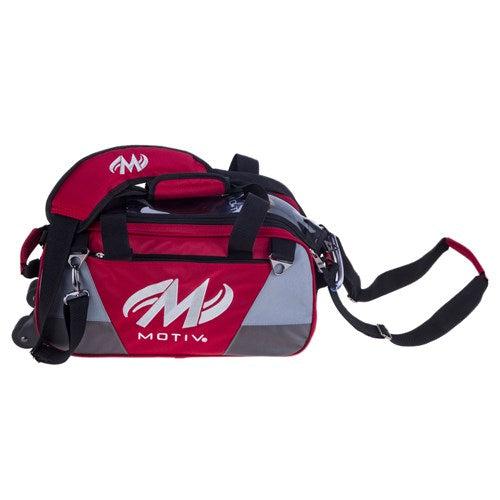 Motiv Ballistix Double Tote Roller Bowling Bag - Red | 2-Ball Bowling Bag with Wheels for Easy Transport | Perfect for League Play & Tournament Travel