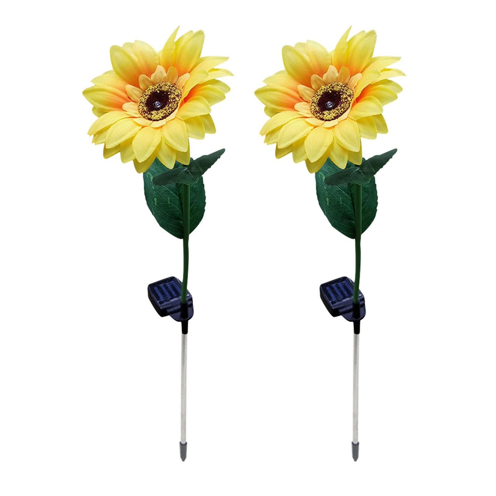 NEARTIME Solar Powered LED Sunflower Stake Lights - 2 Pack, 31 Inch Outdoor Garden Lights, Waterproof Solar Home Decor for Yard, Pathway, Patio, and Landscape Lighting