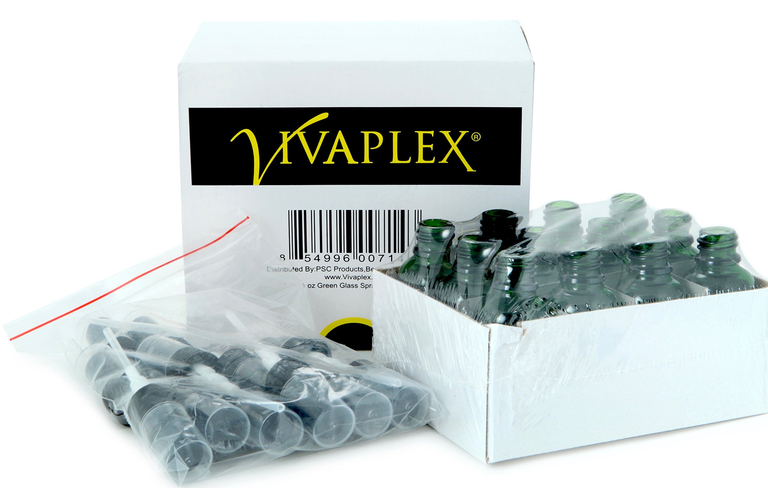 Vivaplex 12-Pack 1 oz Green Glass Bottles with Black Fine Mist Sprayers - Perfect for Essential Oils, Perfumes & DIY Beauty Products