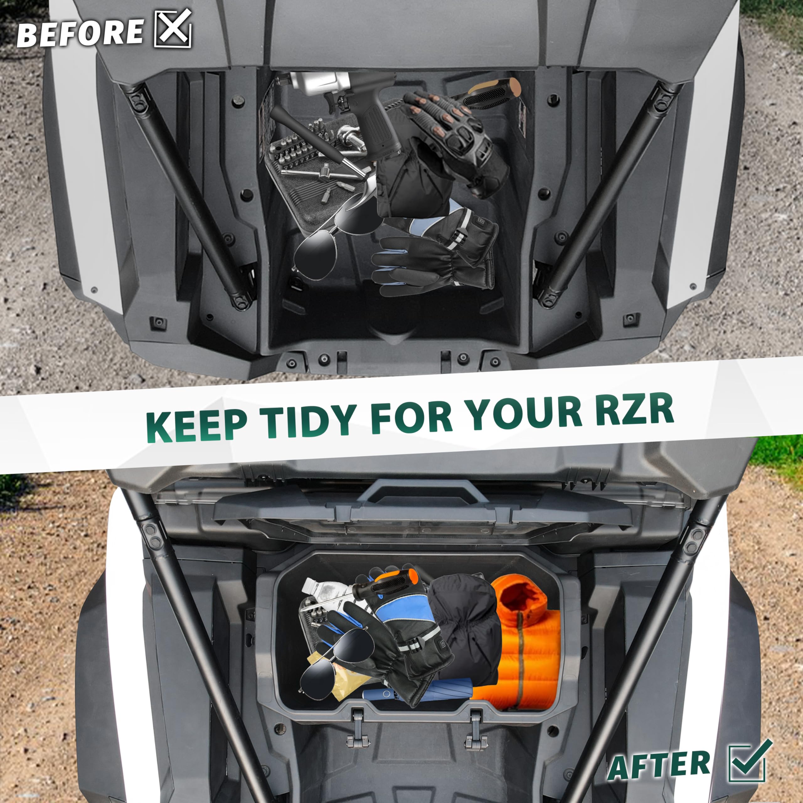 82QT Waterproof Cargo Box for Polaris RZR XP 1000 2024-2025 Models | Rear Bed Storage Bin for RZR XP 1000/XP 4 1000 Sport/Premium/Ultimate | Replacement Part #2889611 | Perfect for Off-Roading, Camping & Outdoor Adventures
