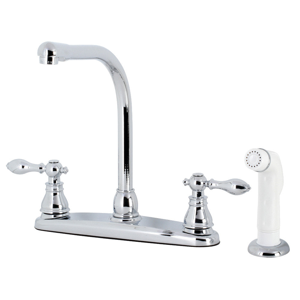 Kingston Brass KB715ACL American Classic Centerset Kitchen Faucet with Side Sprayer - High Arc Pull-Out Sprayer for Modern Kitchens | Perfect for Washing Dishes, Filling Pots & Cleaning Sinks