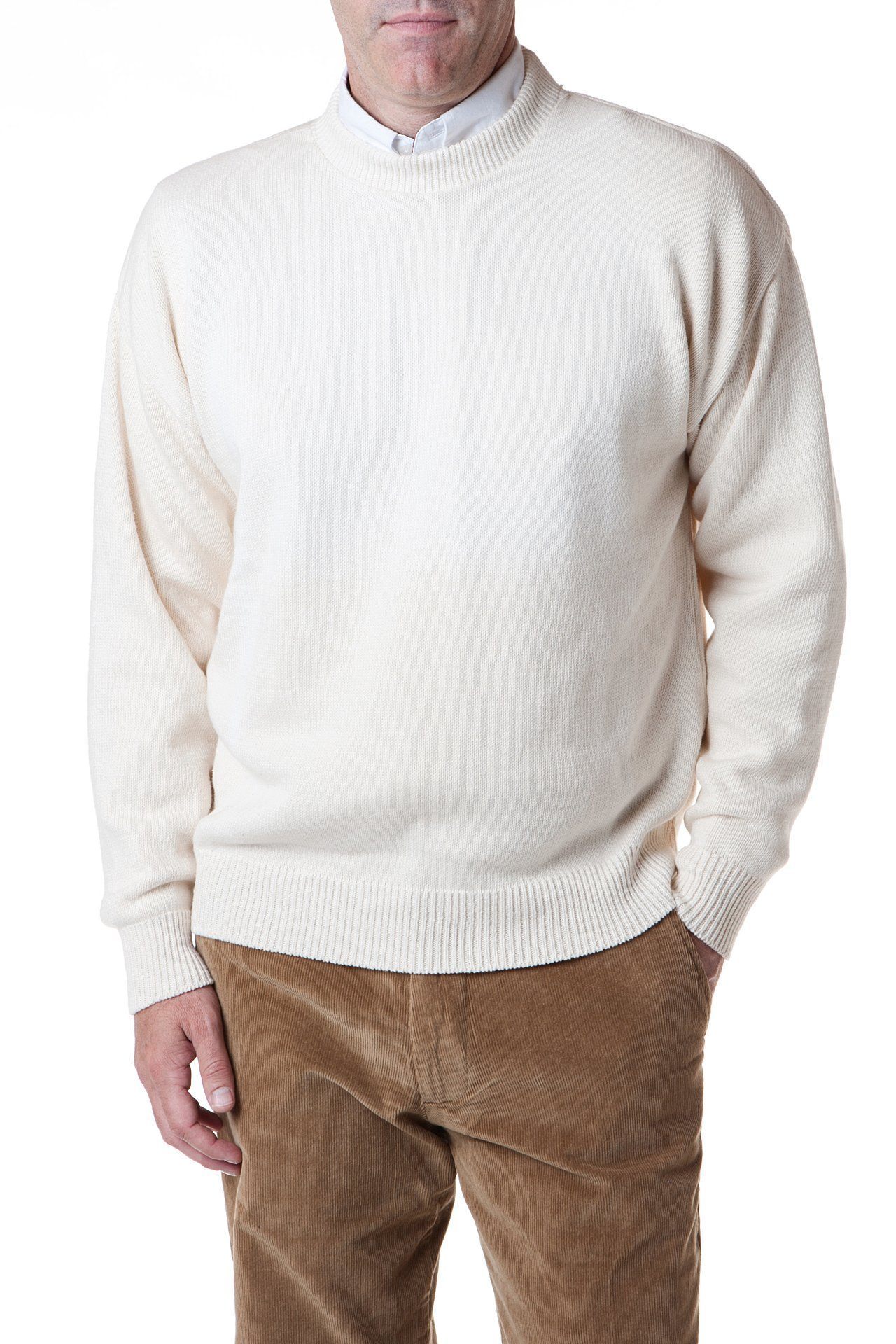Yachtsman Crewneck Sweater for Men - Premium Cotton Knit Pullover in Cream - Perfect for Sailing, Casual Wear & Outdoor Activities