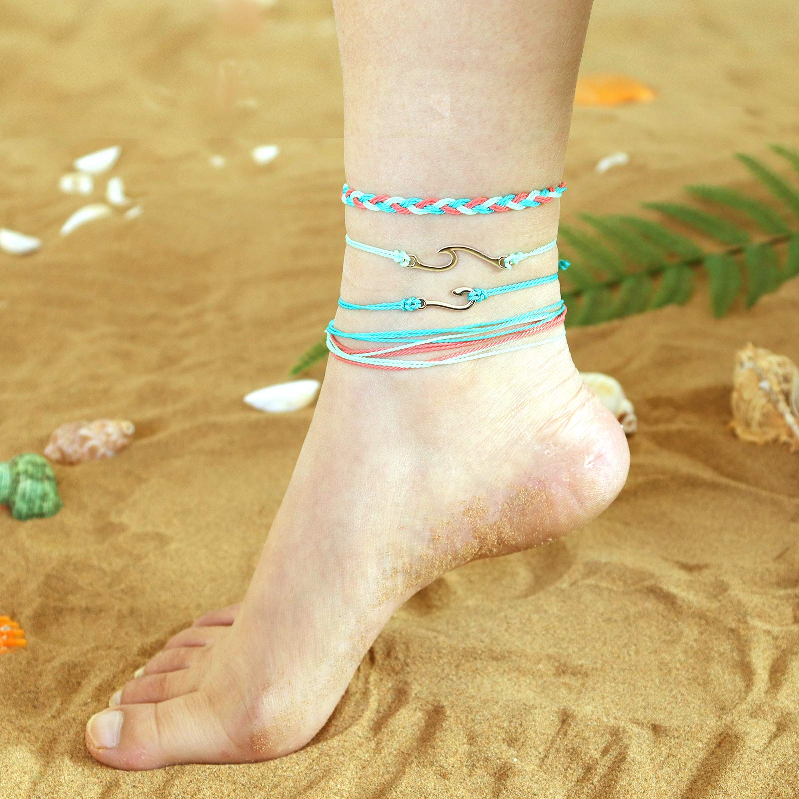 HUASAI Adjustable Handmade Braided Friendship Bracelets for Women - Trendy String & Ankle Bracelets Set, Cute Boho Surfer Beach Wave Bracelets - Perfect for Gifts, Stocking Stuffers, Summer Festivals & Beach Vacations