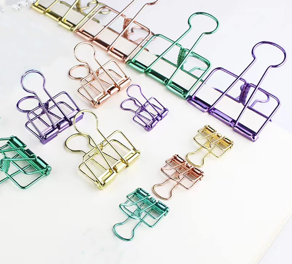 12 Pack Black Hollow Metal Wire Binder Clips - Large Size Office Supplies for Paper, Documents, Files - Perfect for Organizing, School, Office & Home Use