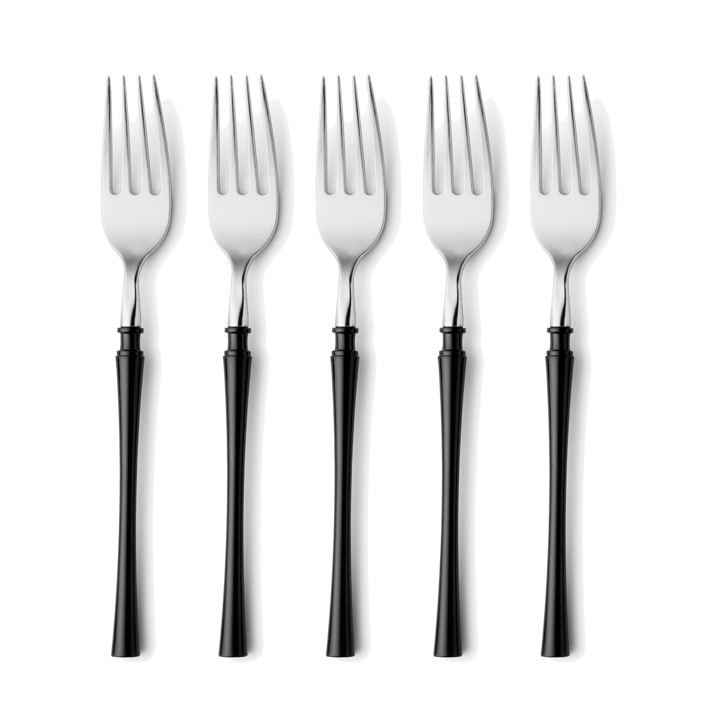Premium Fusion Collection Black & Silver Forks - Set of 20 - Elegant Flatware for Dinner Parties, Weddings & Catering Events