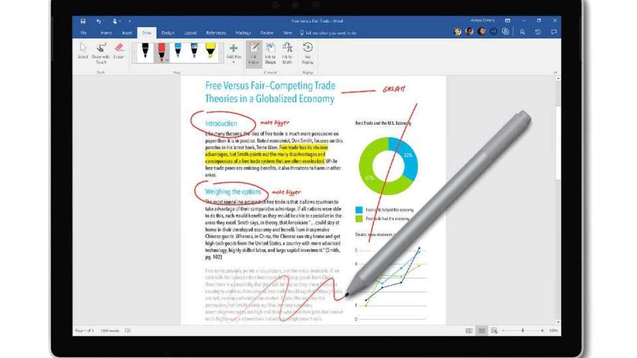 Microsoft Surface Pen - 4096 Pressure Levels, Bluetooth 4.0, Platinum (Compatible with Surface Pro 7/6, Laptop 3, Book 2, Go, Studio 2 & More) - Perfect for Digital Art, Note-Taking & Professional Work