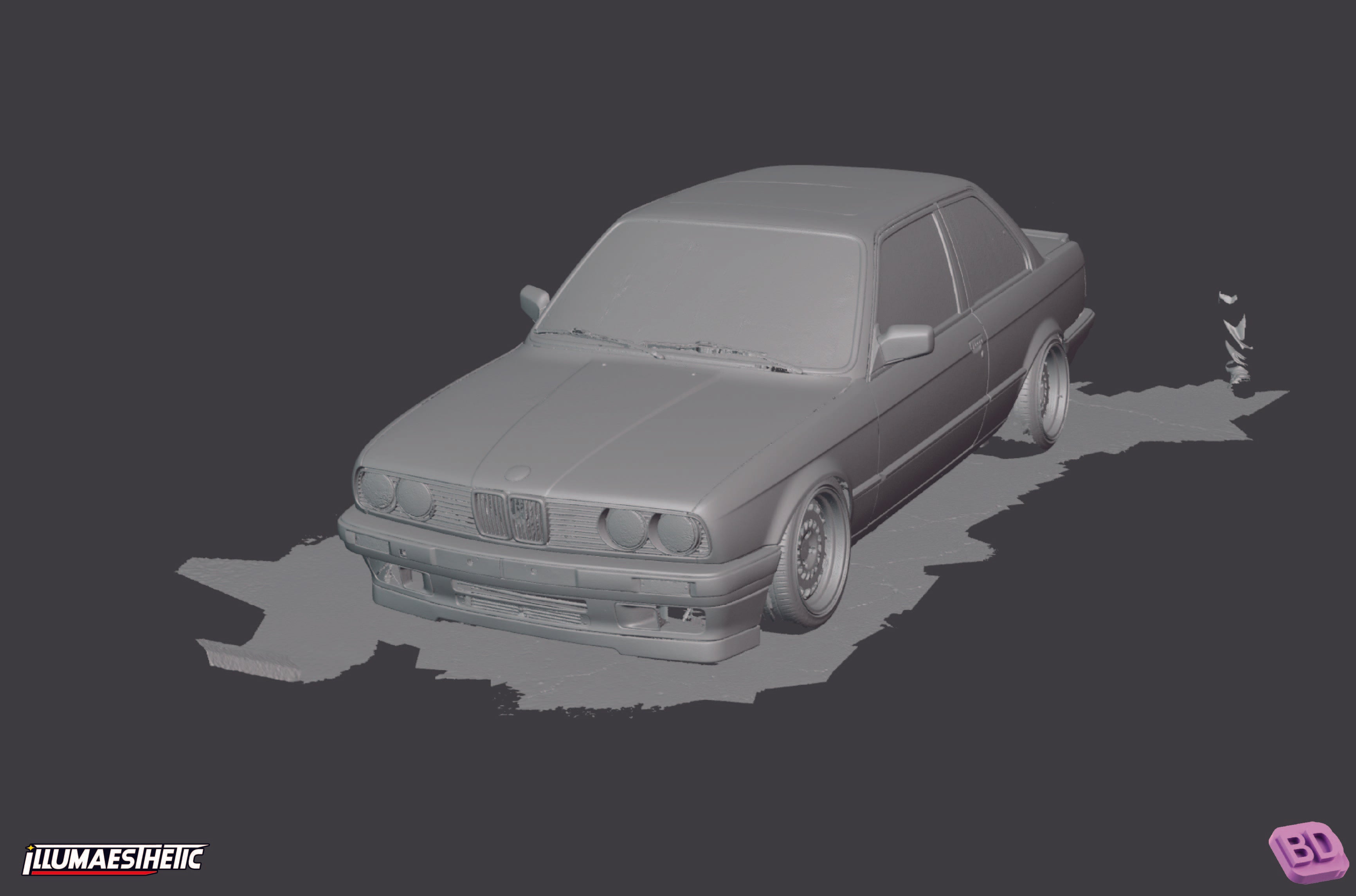 BMW 3 Series E30 3D Scan Model (Facelift 1987-1994) - High Quality Digital Car Model for 3D Printing, Game Development & Automotive Restoration Projects