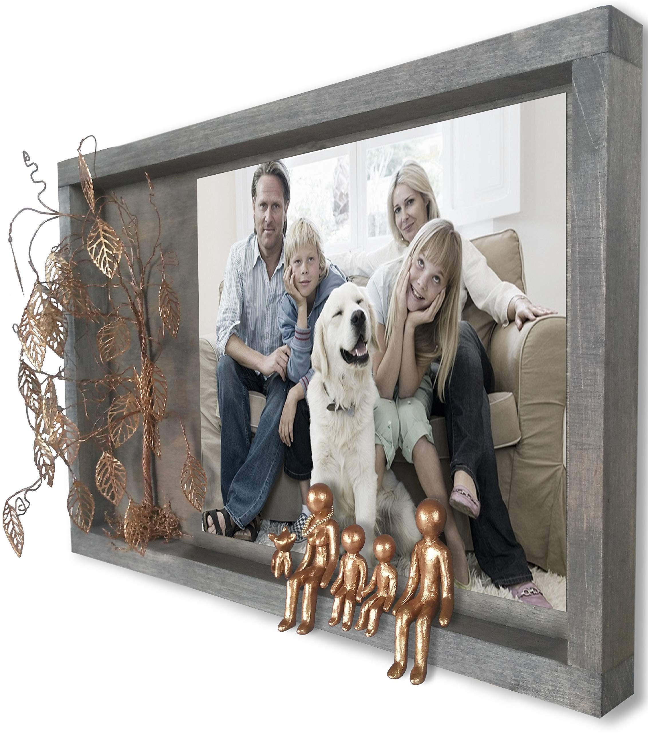 Rainbow Bridge Memorial Picture Frame for Dogs - Pet Loss Keepsake with Willow Tree Collage, 4 Figurines & Angel - Wall Shadow Box Display Case for Deceased Pets | Perfect for Home Memorials, Pet Condolence Gifts & Healing After Losing a Beloved Dog