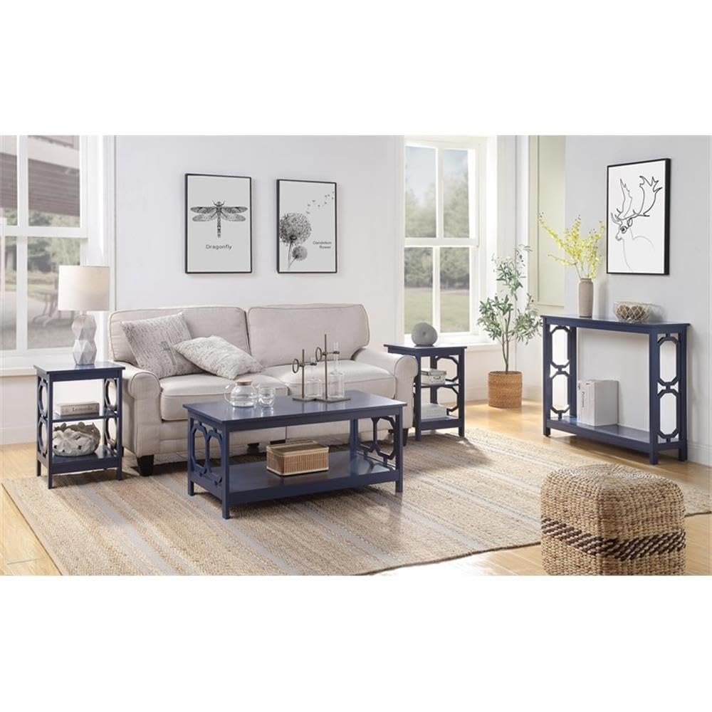 Home Square Omega End Table Set of 2 - Cobalt Blue Wood Finish Nightstand for Living Room, Bedroom & Office | Modern Side Table with Storage Shelf