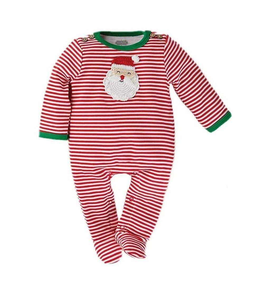 Mud Pie Crochet Santa Baby Sleeper Outfit - Red Holiday Christmas Costume for Infants 6-9 Months | Perfect for Holiday Photos, Christmas Parties & Newborn Gift Ideas