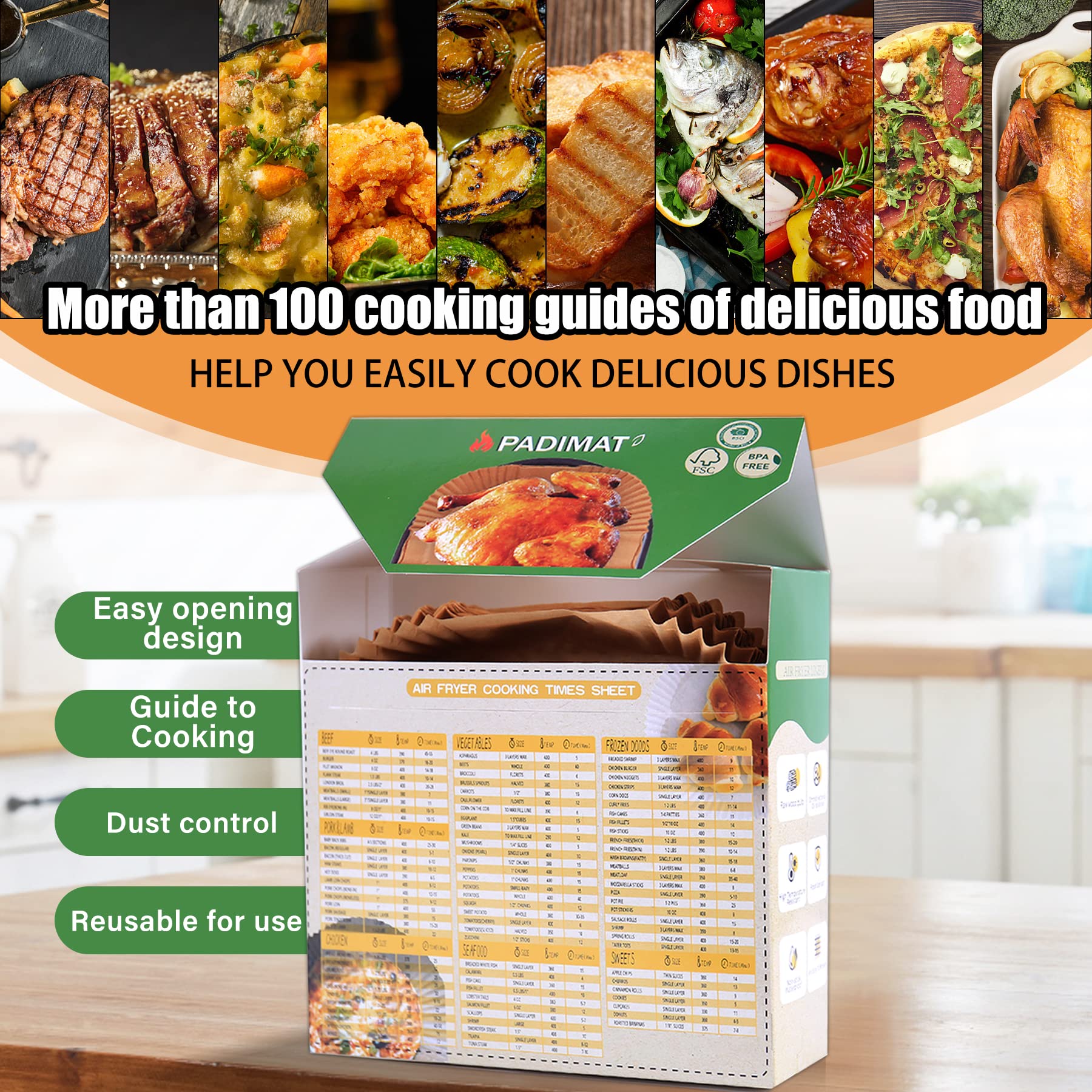 120 Pcs Air Fryer Disposable Paper Liners - Square Non-Stick Parchment Cooking Sheets for 5-8 Qt Air Fryers, Microwave & Frying Pan - Oil-proof Baking Basket Accessories for Healthy Cooking & Easy Cleanup