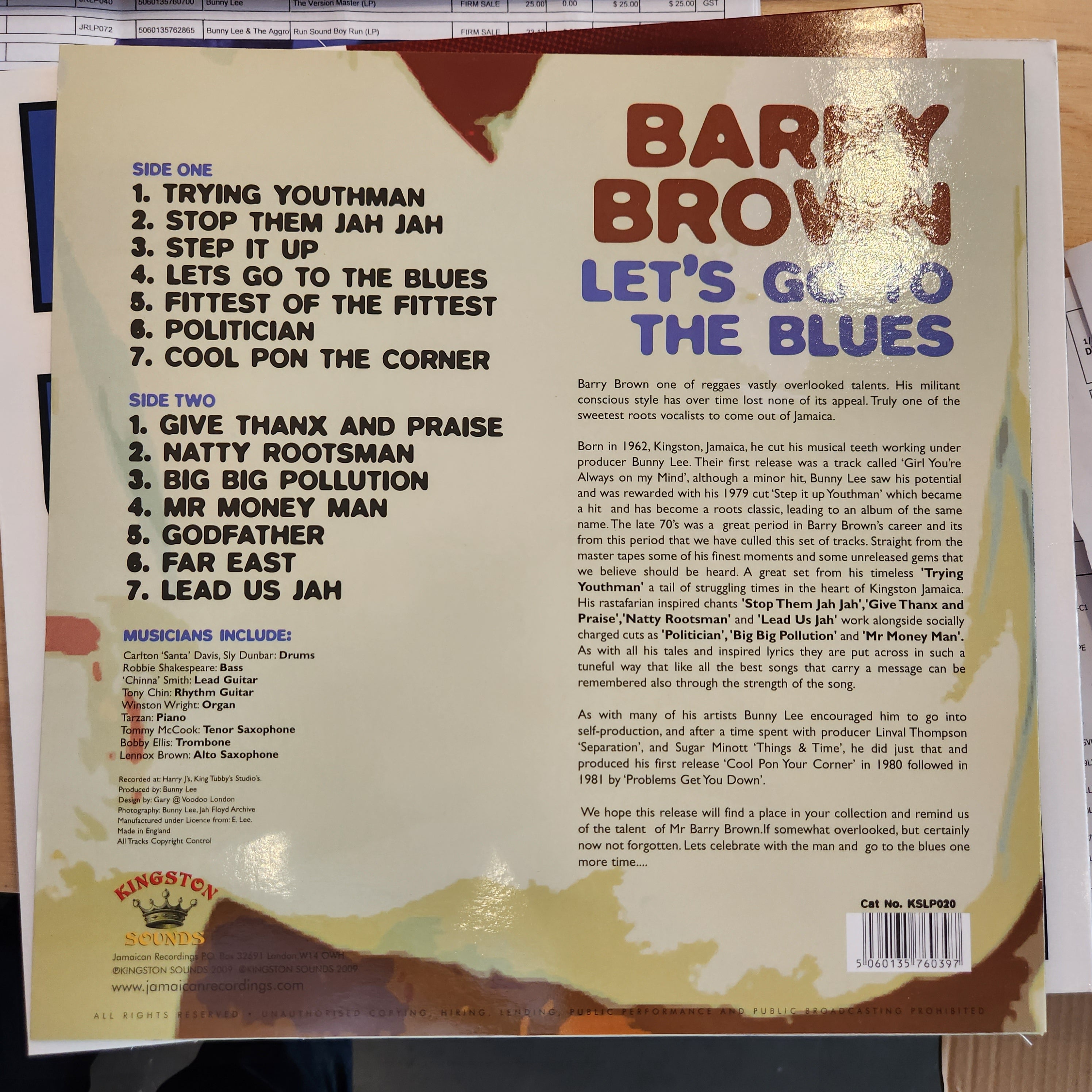 Barry Brown - Let's Go to the Blues Vinyl LP Record | Classic Reggae Music | Perfect for Music Collectors & Reggae Lovers