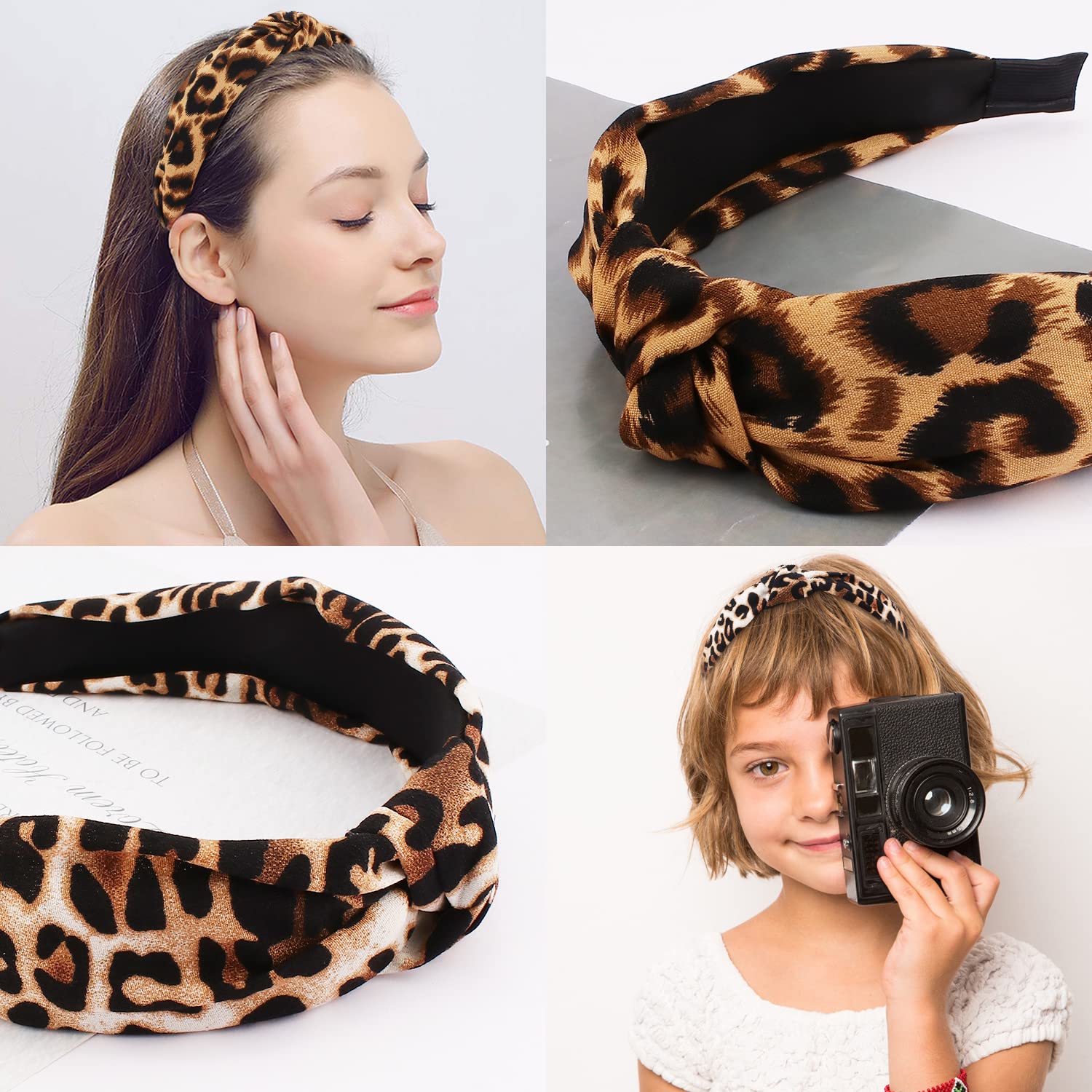 TOBATOBA Leopard Print Hairband for Women - 3PCS Cheetah Print Knotted Headbands, Fashion Hair Accessories for Women & Girls | Perfect for Workouts, Yoga, Parties & Everyday Style