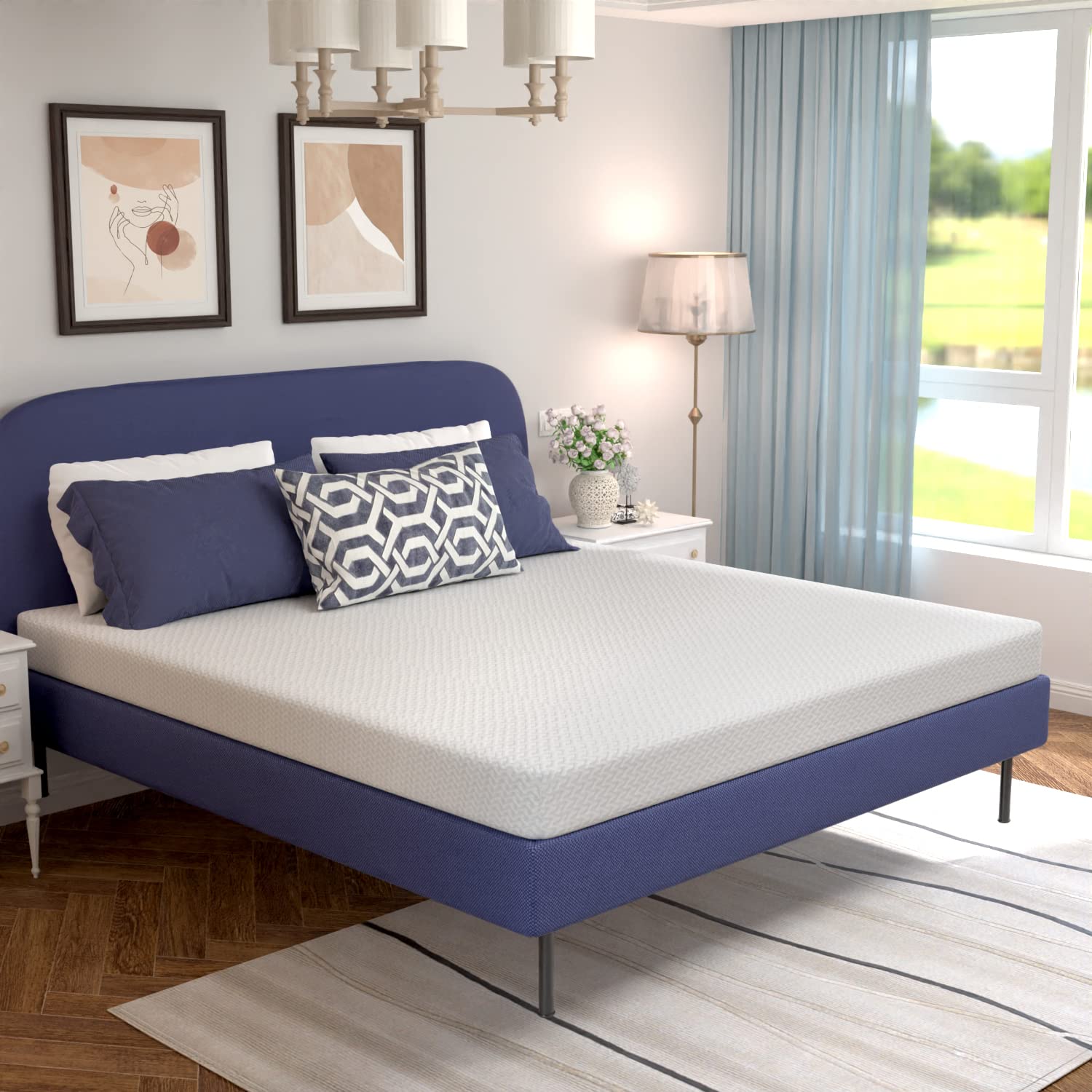 King Size Mattress - 6 Inch Green Tea Cooling Gel Memory Foam, Fiberglass Free, Medium-Firm Support, Pressure Relief & Temperature Regulation, CertiPUR-US Certified, White - Perfect for Hot Sleepers & Back Pain Relief, Bedroom Upgrade with Easy Setup in a Box