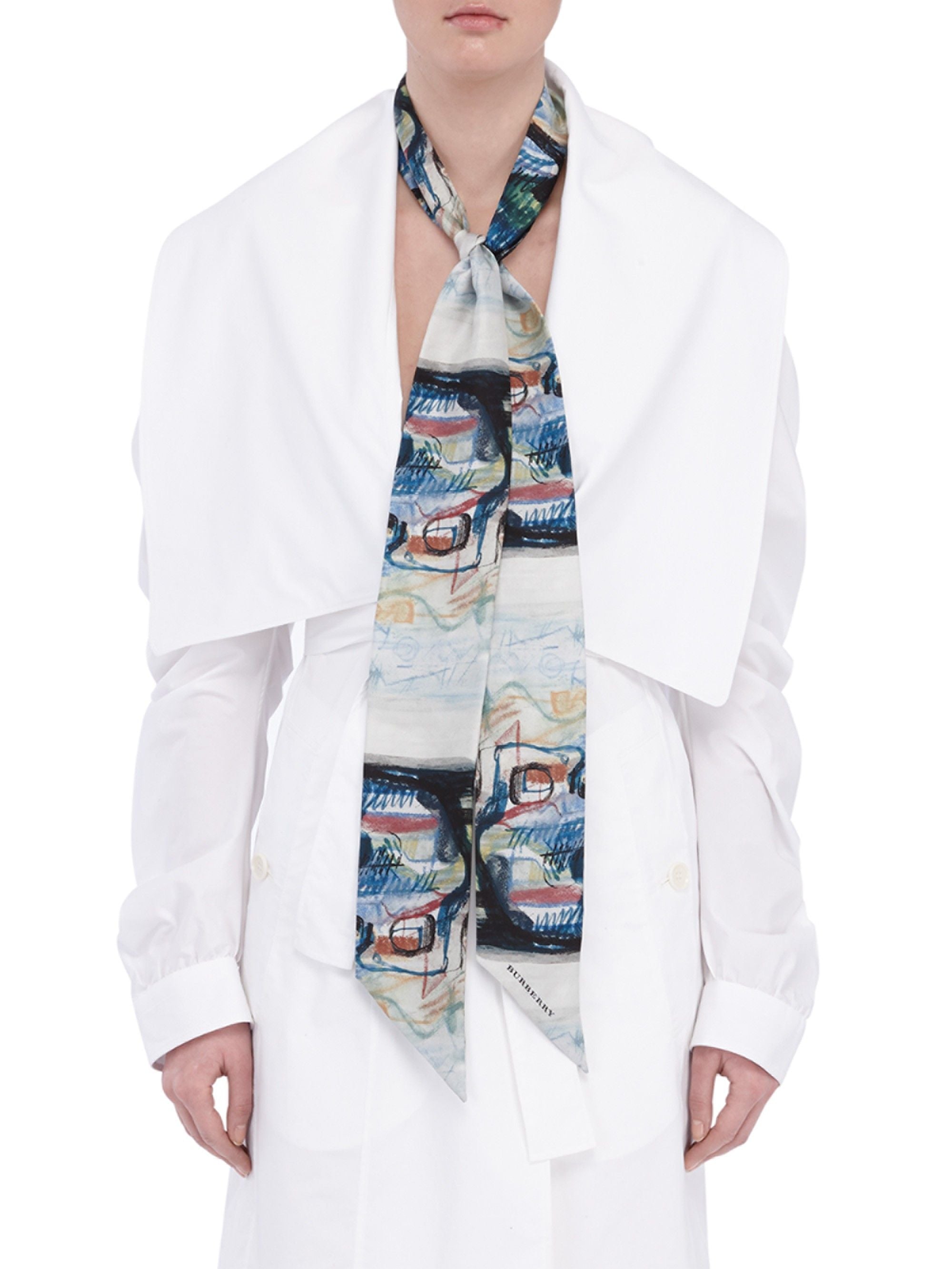 Burberry Henry Moore Printed Silk Skinny Scarf - Luxury Fashion Accessory for Women, Elegant Gift for Her - Perfect for Office, Party & Special Occasions