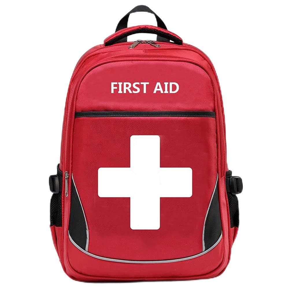 First Aid Bag Empty Red - Emergency Medical Kit for Home, Car & Travel - Portable First Aid Pouch for First Responders & Outdoor Adventures