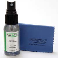 Multi-Purpose Optical Cleaner 1.0 Oz with Premium Purosol Microfiber Cleaning Cloth - Small Size for Glasses, Lenses, Screens & Cameras - Perfect for Travel, Home & Office Use