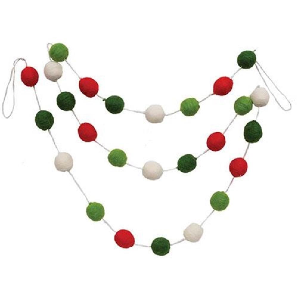 Festive Felted Wool Holiday Garland for Christmas Tree & Fireplace Mantel Decor - Handmade Eco-Friendly Xmas Decoration for Home & Party