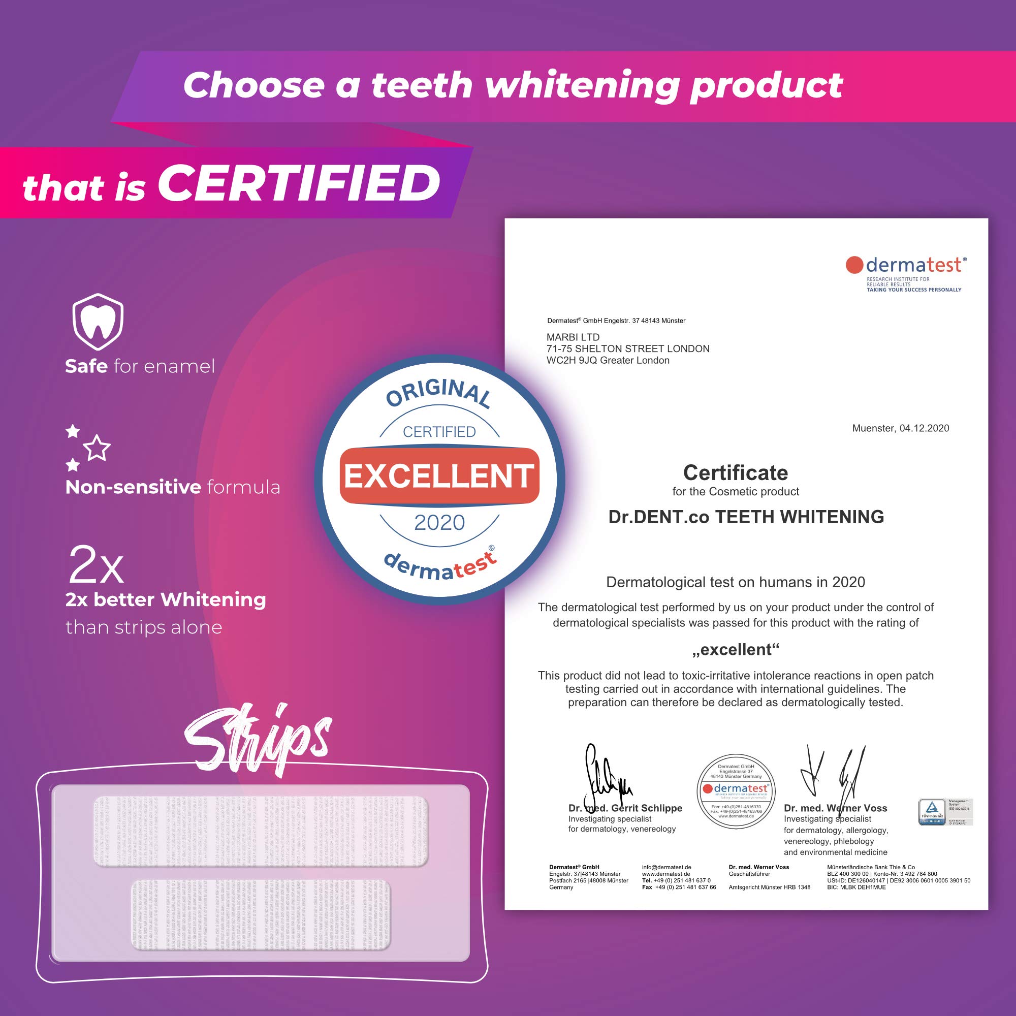 DrDent Advanced Teeth Whitening Strips with LED Light Accelerator - 28 Professional Dental Whitening Strips for Brighter Smile - Enamel Safe, Mint Flavored - Includes Mouth Opener & Shade Guide - Perfect for Home Use, Special Occasions & Confidence Boosting