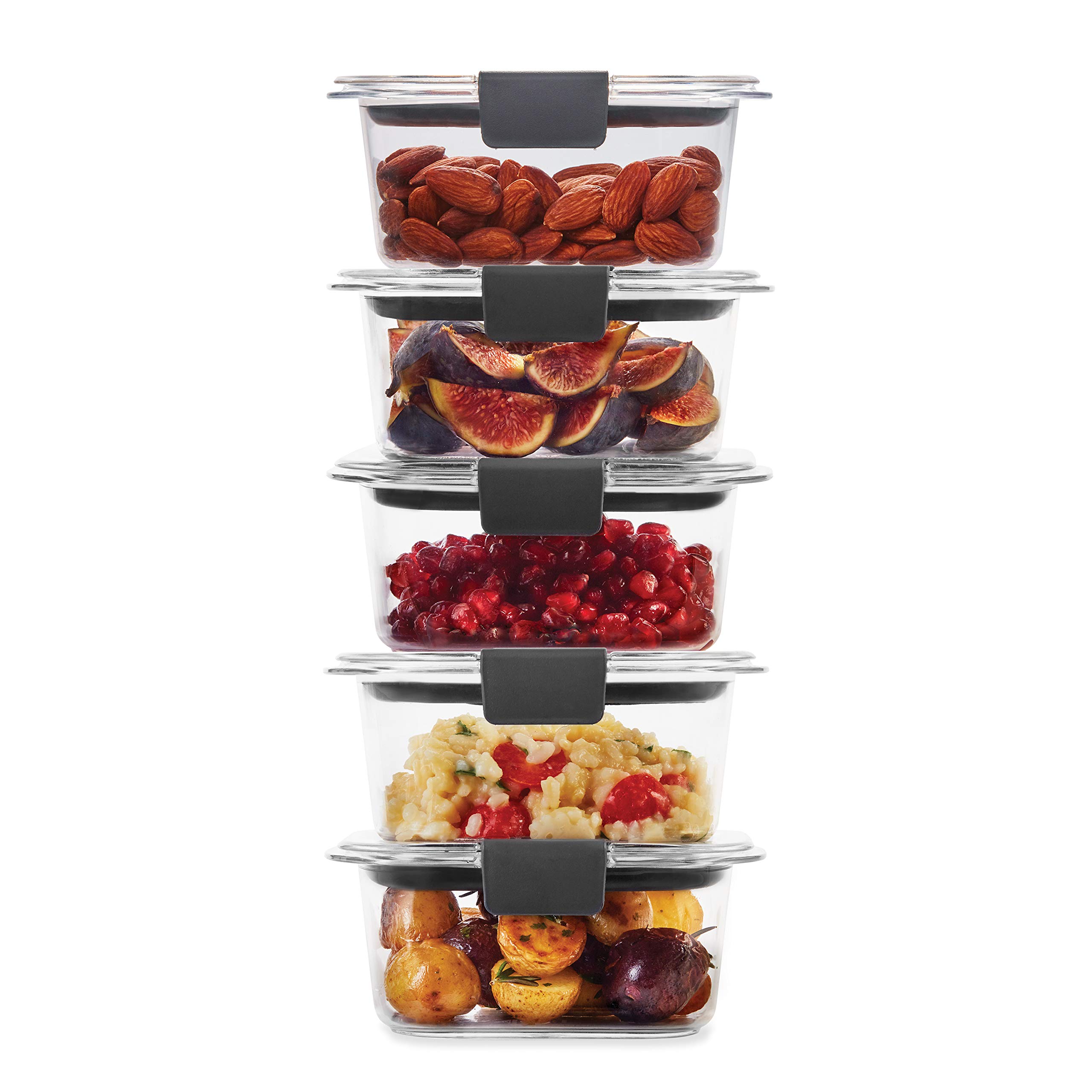 Rubbermaid Brilliance 5-Pack Food Storage Containers with Lids - 3.2 Cup & 1.3 Cup Leak-Proof Plastic Containers for Meal Prep, Leftovers, Pantry Organization & Kitchen Storage (Clear)