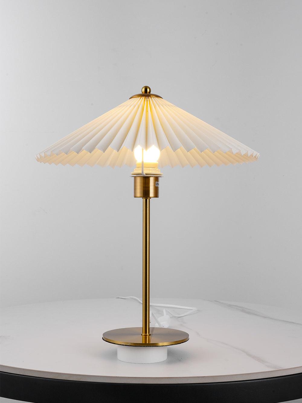 Perla Pleated Table Lamp - Modern Fabric Shade Bedside Light for Bedroom, Living Room & Office - Soft Ambient Lighting for Home Decor