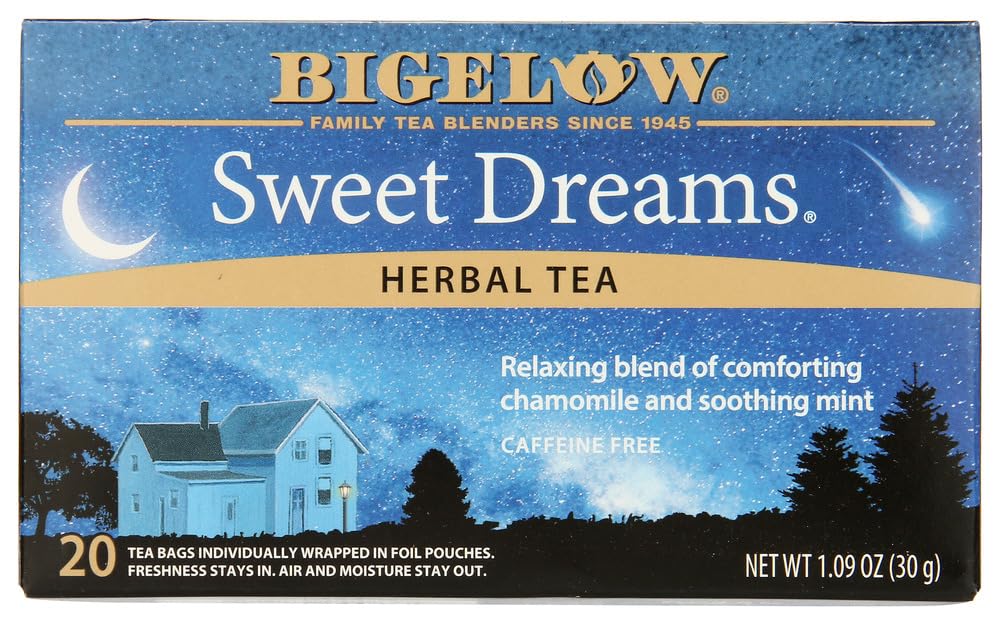 Bigelow Sweet Dreams Herbal Tea Bags - 20 Count (Pack of 3) | Caffeine-Free Relaxation Tea for Bedtime & Stress Relief | Perfect for Evening Rituals & Better Sleep