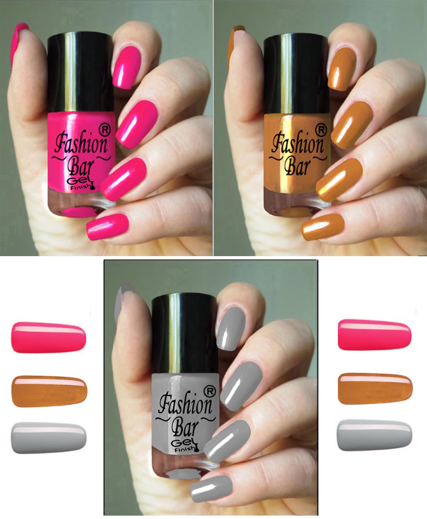 12-Piece Fashion Bar Gel Finish Nail Polish Set - 6 Vibrant Colors Combo for Salon-Quality Manicures at Home | Perfect for Parties, Weddings & Everyday Wear