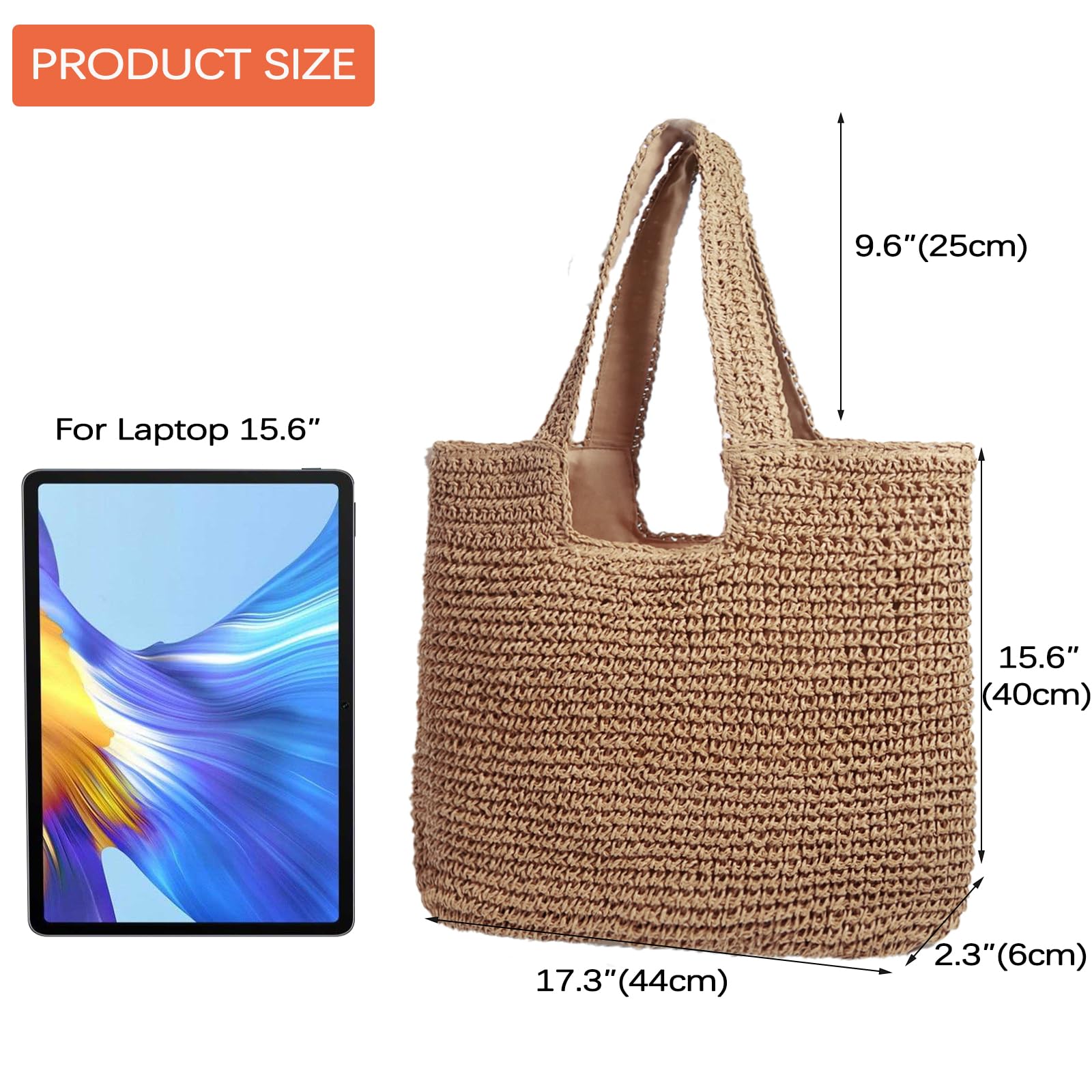 Straw Clutch Top Handle Handbag - Rattan Straw Summer Beach Tote Shoulder Bag for Women - Crossbody Travel Purse for Vacation, Pool Party & Outdoor Activities