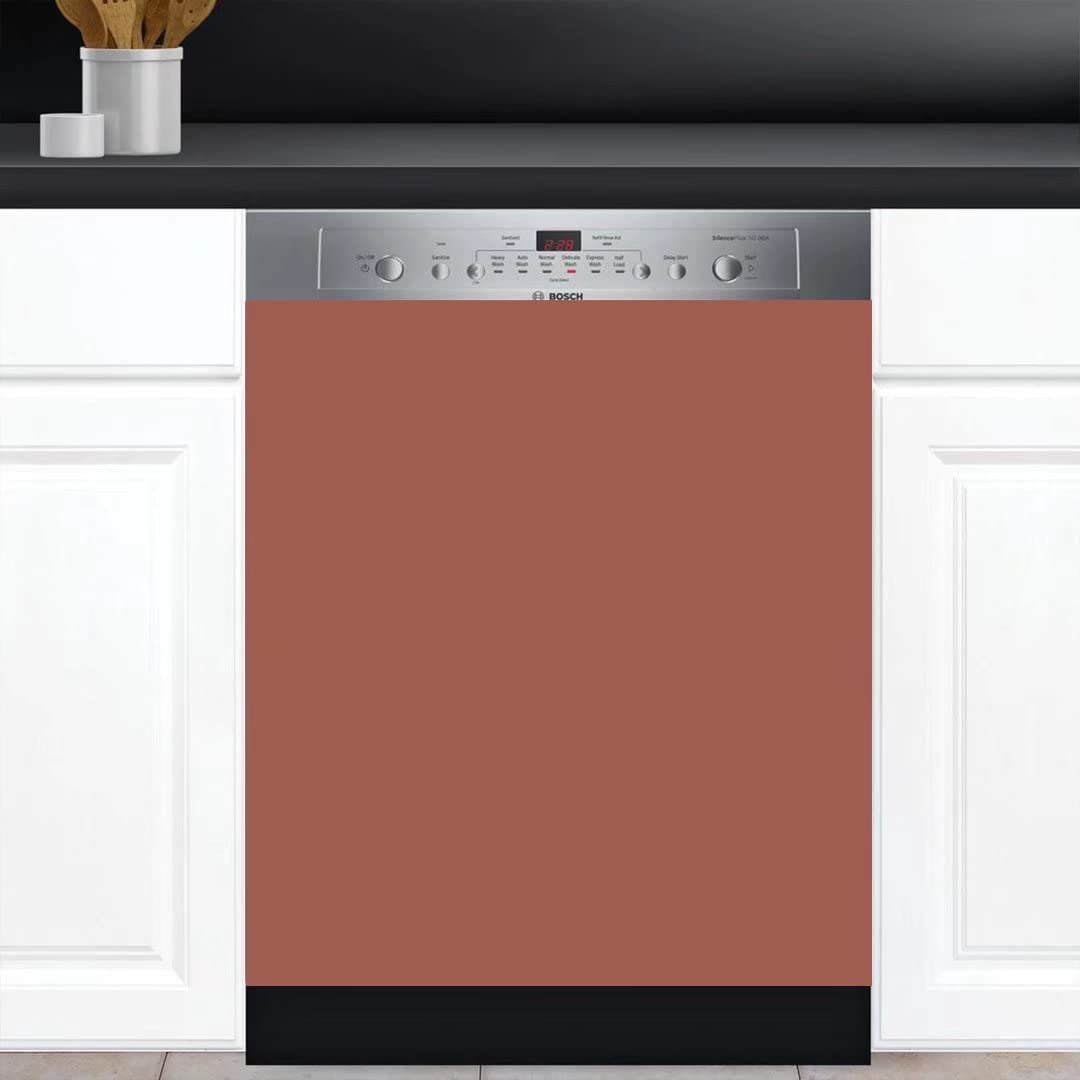 Brown Dishwasher Magnet Cover - Solid Color Vinyl Appliance Art for Kitchen, Fridge & Dishwasher Door - 23 x 26 Inches Magnetic Sticker Decal - Perfect for Home Decor & Appliance Protection