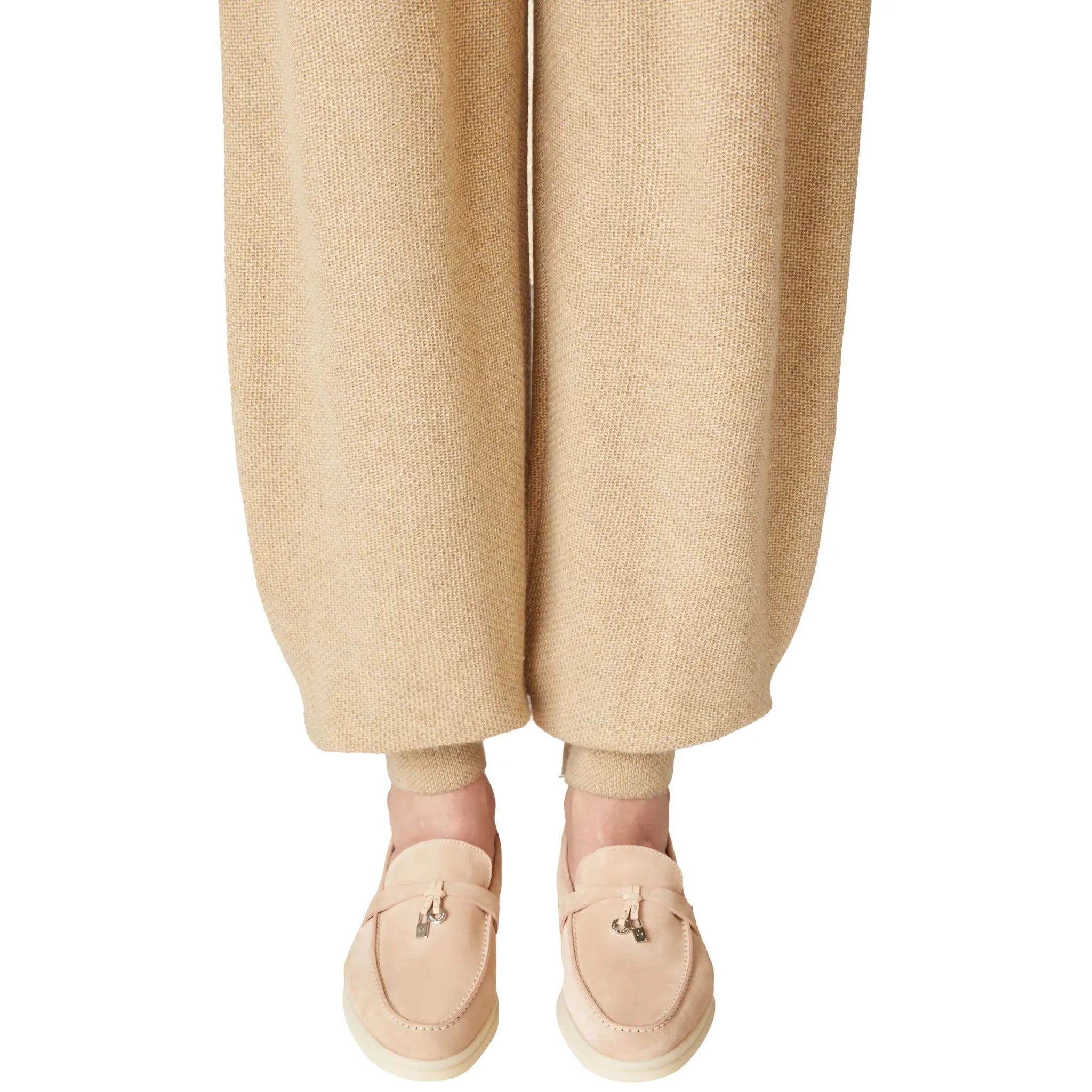 Loro Piana Women's Pink Sand Suede Goatskin Loafers - Comfortable Summer Walking Shoes for Casual Outings & Beach Vacations