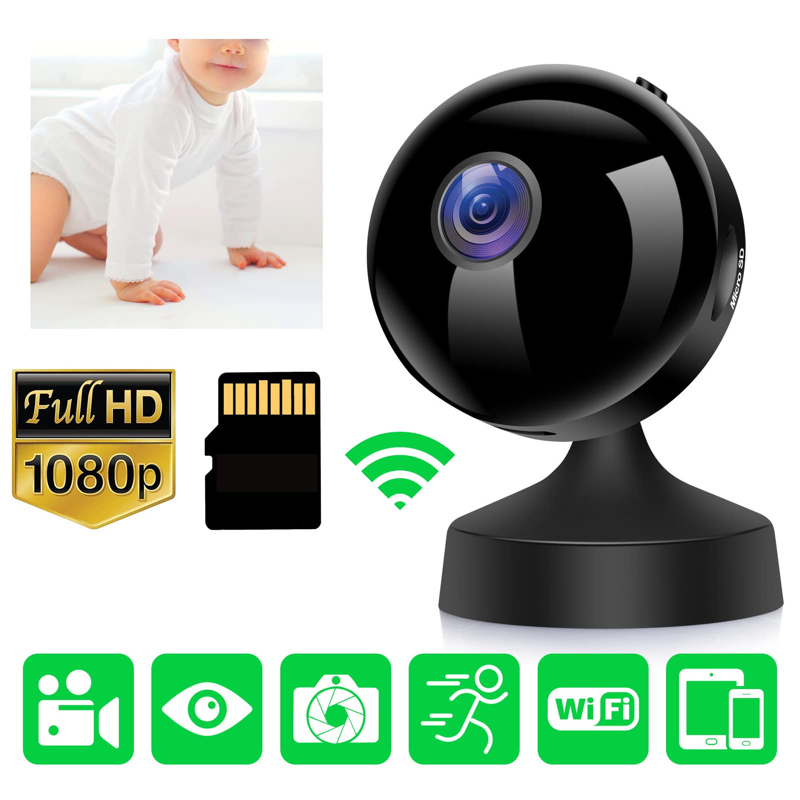 PUSOKEI Outdoor Wireless Security Camera - 1080P HD WiFi IP Camera with 150° Wide Angle, Motion Detection & Night Vision for Home Surveillance - Ideal for Backyard, Garage, and Front Door Monitoring