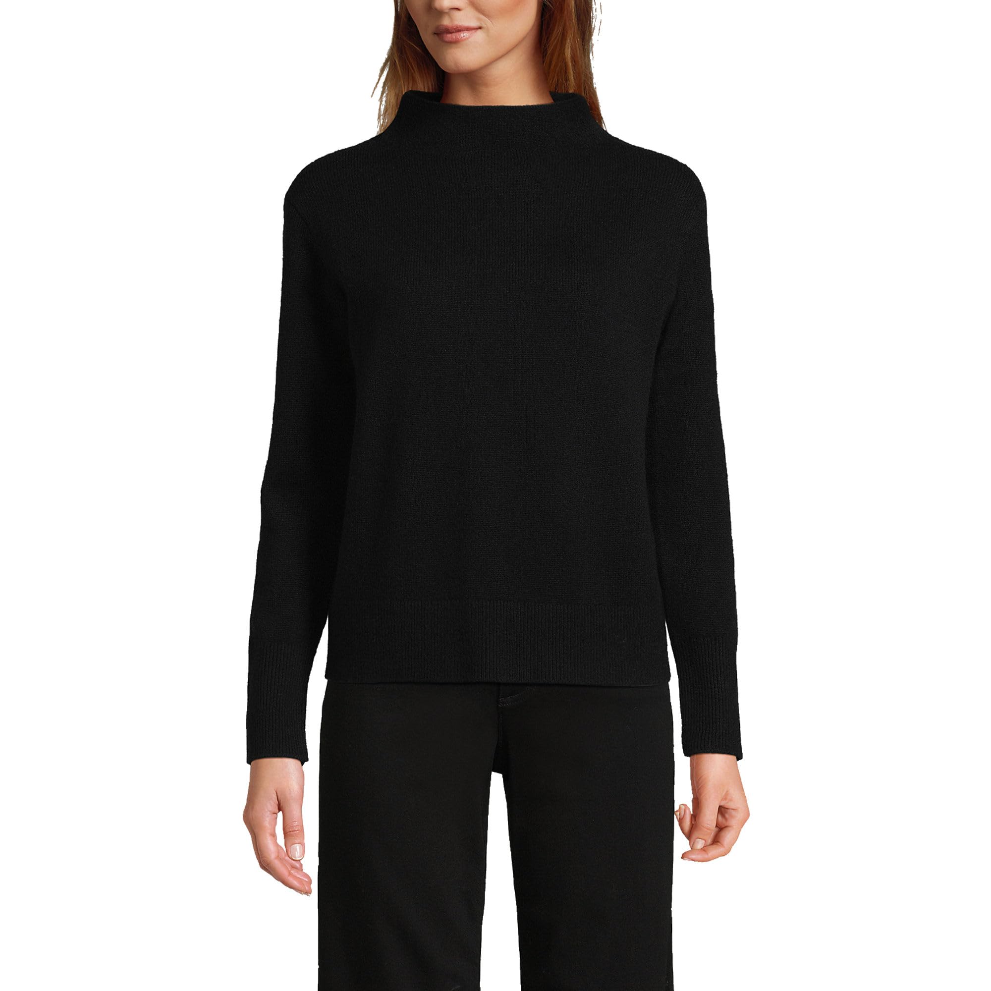 Lands' End Women's Soft Cashmere Funnel Neck Sweater - Cozy Winter Pullover for Office, Travel & Casual Wear