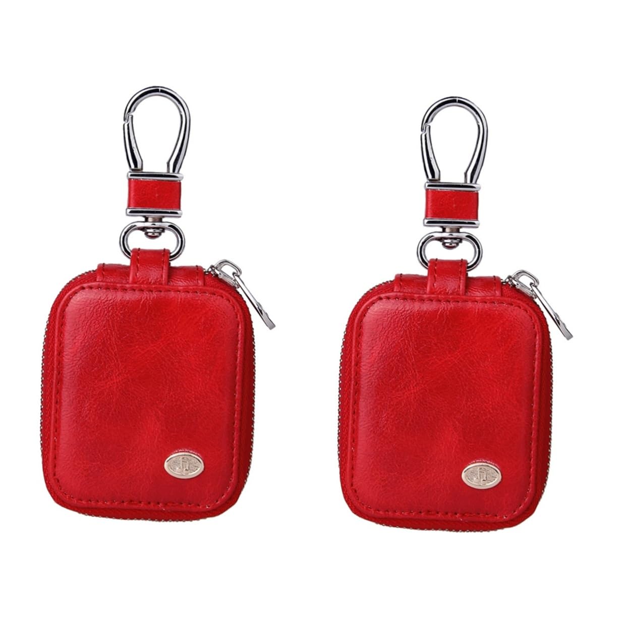 Artibetter 2 Pack Genuine Leather Headphone Case - Vintage Red PU Leather Earbud Storage Pouch for AirPods, Wireless Earbuds - Perfect for Travel, Gym & Daily Protection