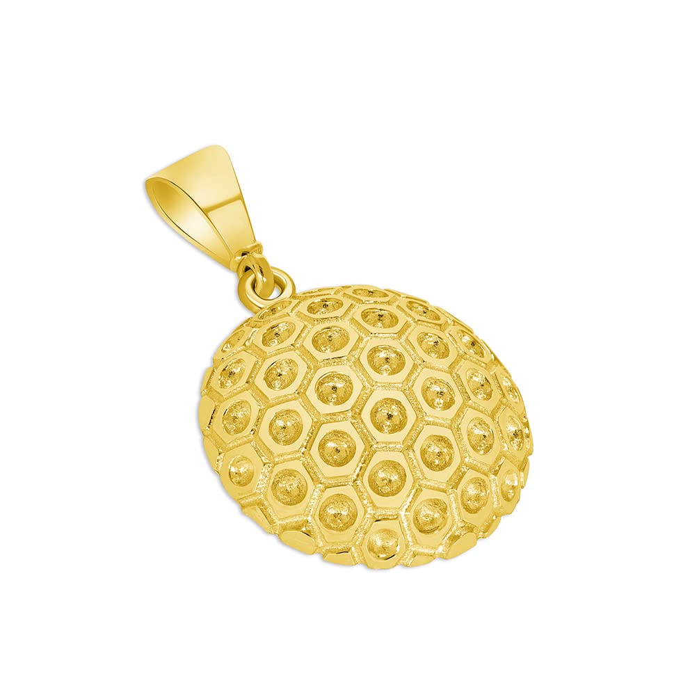14K Yellow Gold Golf Ball Charm Pendant - Elegant Sports Jewelry for Necklace, Gift for Golf Lovers & Players - Perfect for Games, Tournaments & Casual Wear