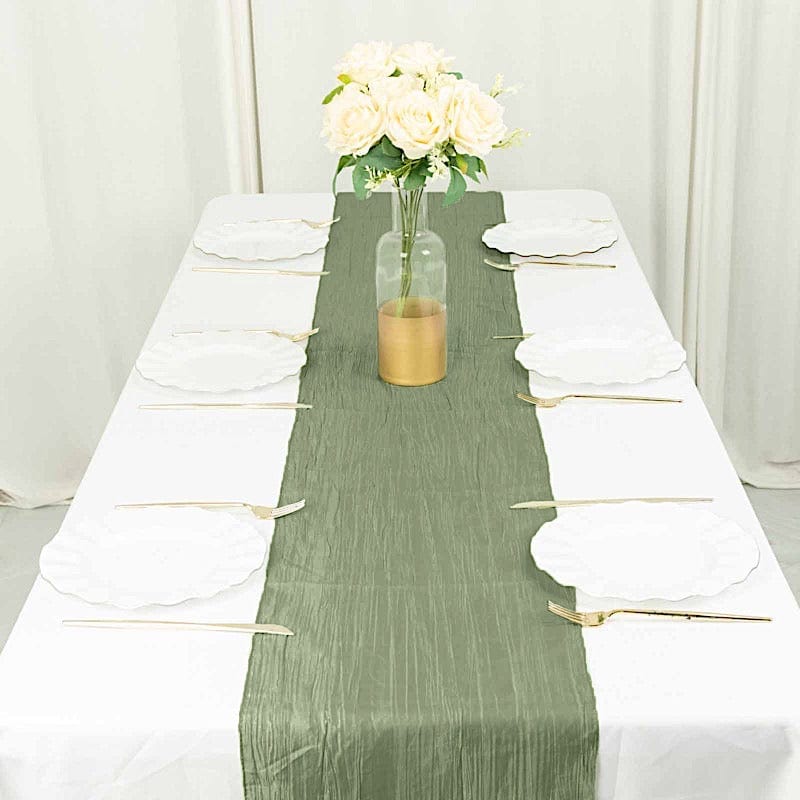12-Pack 108-Inch Metallic Accordion Crinkled Taffeta Table Runner for Wedding, Party, Holiday & Home Decor - Elegant Dining Table Decorations