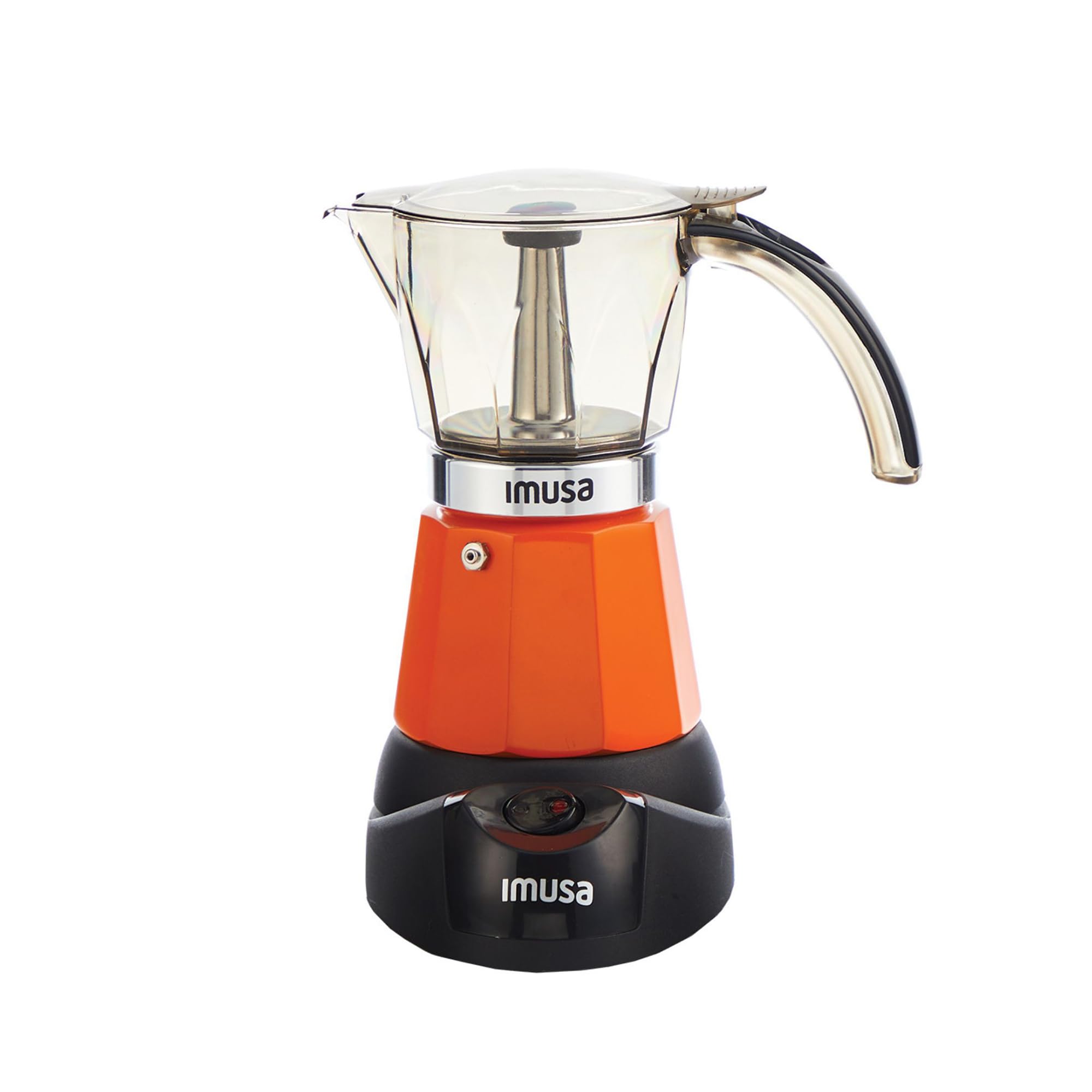 Imusa 6-Cup or 3-Cup Electric Espresso Coffee Maker Machine - Orange - Perfect for Home, Office & Small Kitchens
