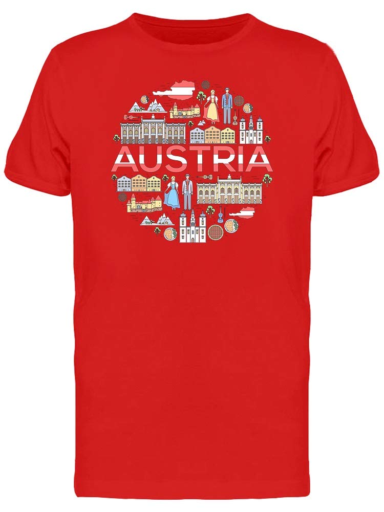 Smartprints Austria Guide Tee for Men - Comfortable Red T-Shirt for Hiking, Travel & Outdoor Adventures