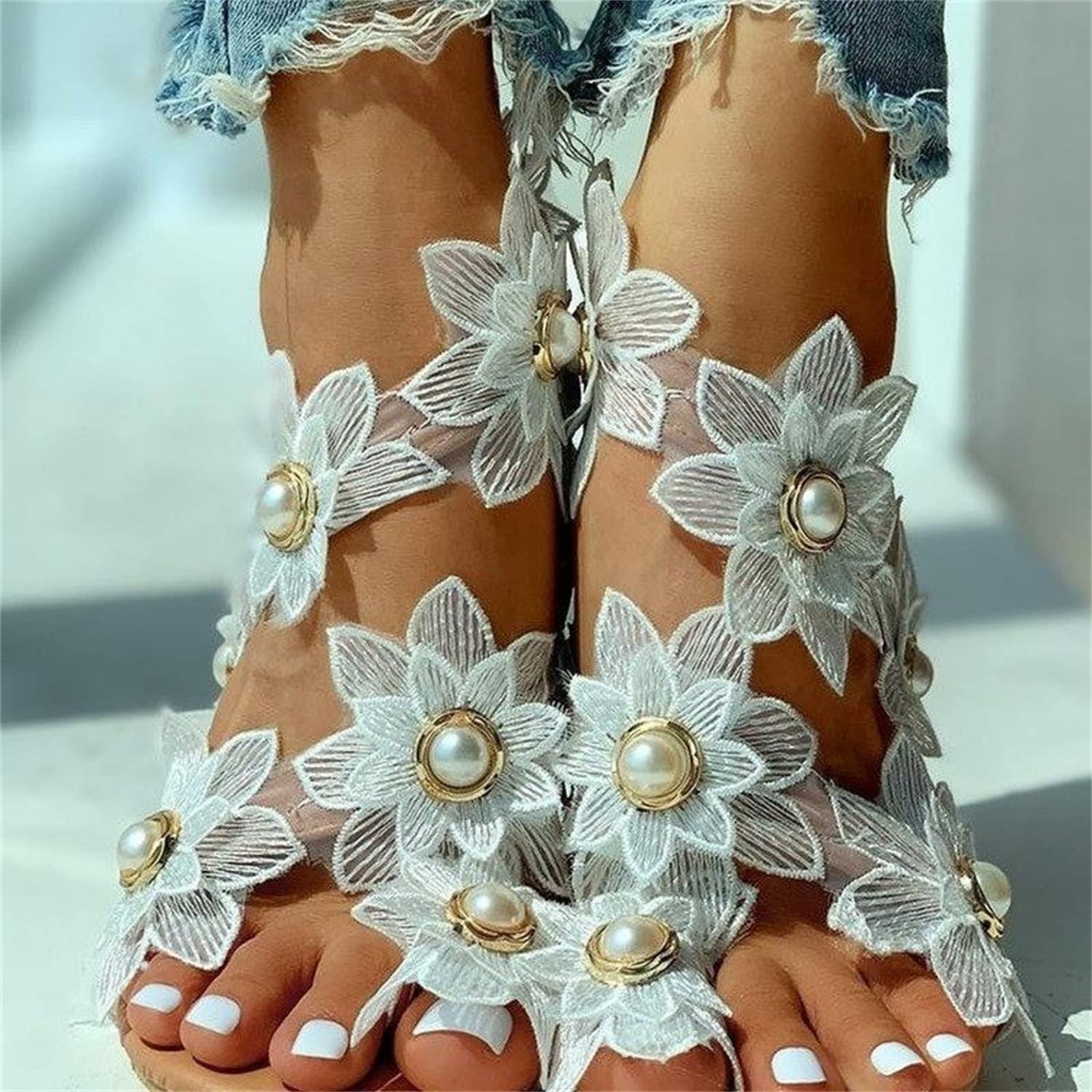Lausiuoe Women's Bohemian Flat Sandals - Open Toe Casual Summer Beach Flip Flops - Cute Boho Dressy Sandals for Women | Perfect for Beach Vacations, Outdoor Walks & Summer Fashion Outfits