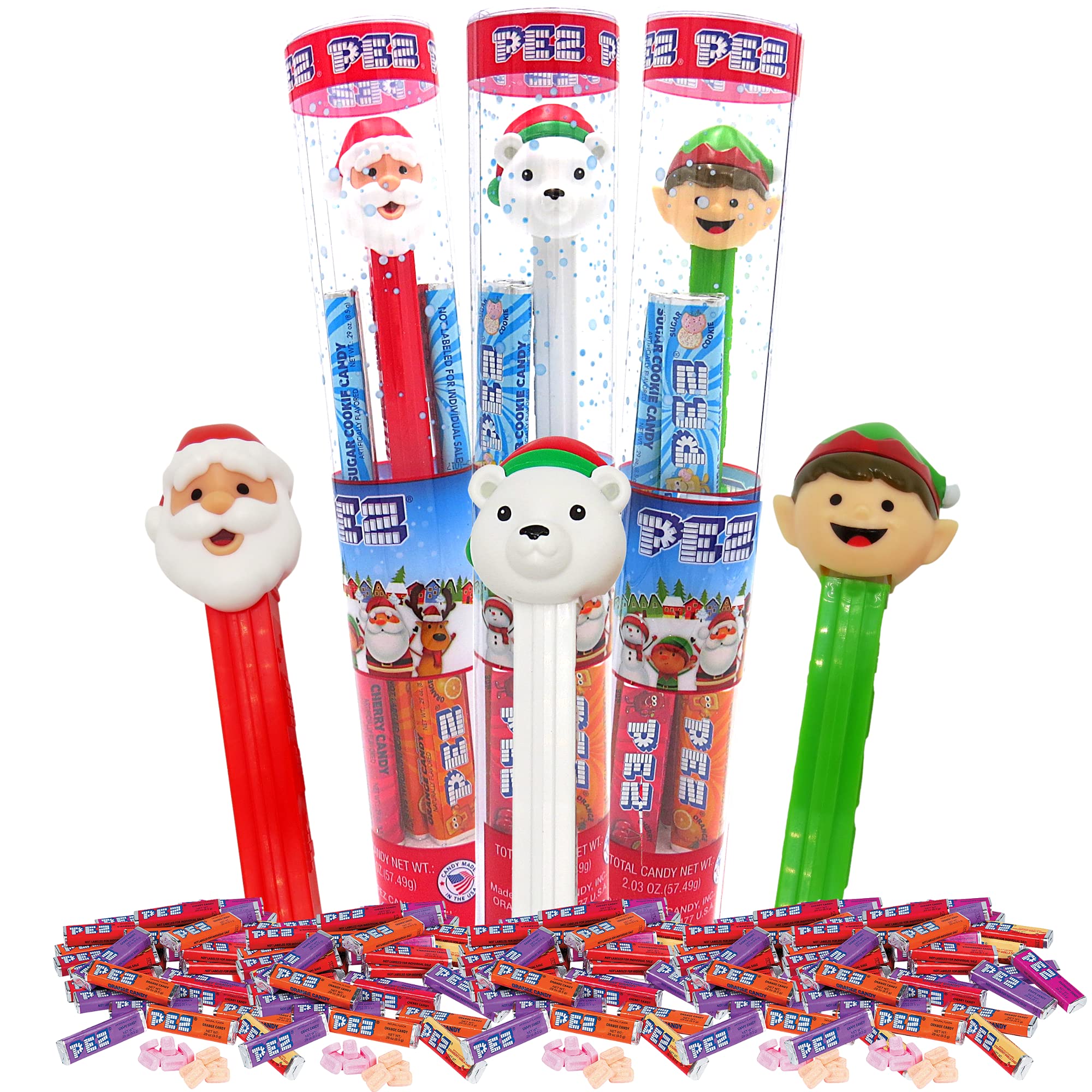 Christmas Holiday Pez Dispenser Set - 3 Pack with Santa, Reindeer & Elf Characters | Fun Candy Dispenser for Stocking Stuffers, Party Favors & Holiday Gift Giving