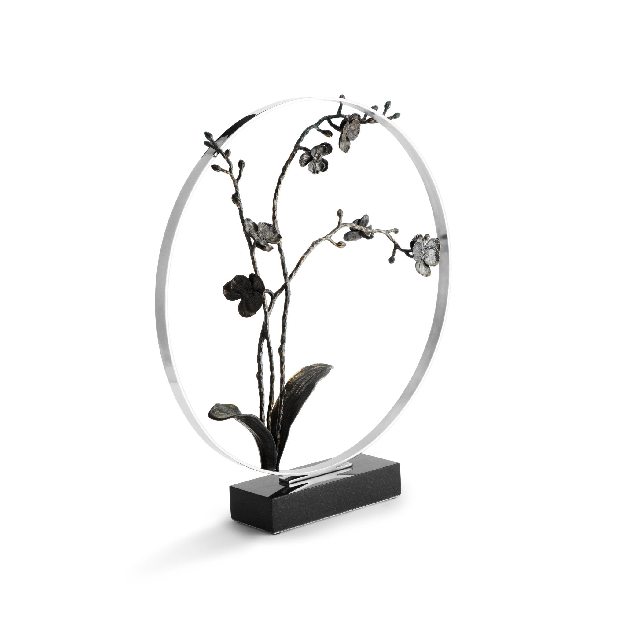 Black Orchid 22 Moon Gate Sculpture - Elegant Asian-Inspired Garden Decor for Outdoor Zen Spaces & Home Entranceways