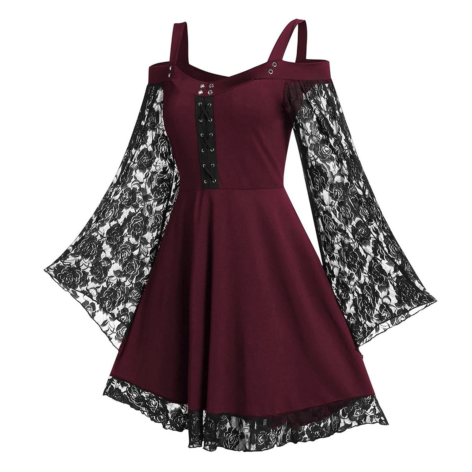 Gothic Women's Mesh Trumpet Sleeve Blouse - Sexy Flowy Top for Halloween, Medieval & Punk Renaissance Costume - Perfect for Cosplay, Nightclubs, and Gothic Fashion