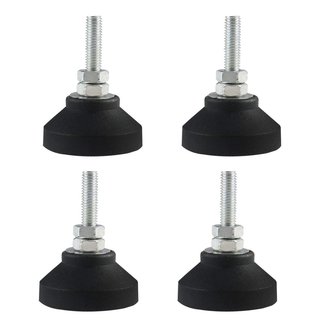 uxcell 4pcs Adjustable Furniture Leveling Feet - M10 x 55mm Thread Plastic Round Base Glides for Chairs, Tables & Cabinets - Home & Office Use