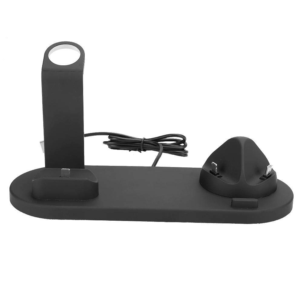EBTOOLS 10W Fast Wireless Charging Stand - Universal Phone Charger Base with 3 Ports for iPhone, Samsung, Android - Perfect for Home, Office & Nightstand (Black)