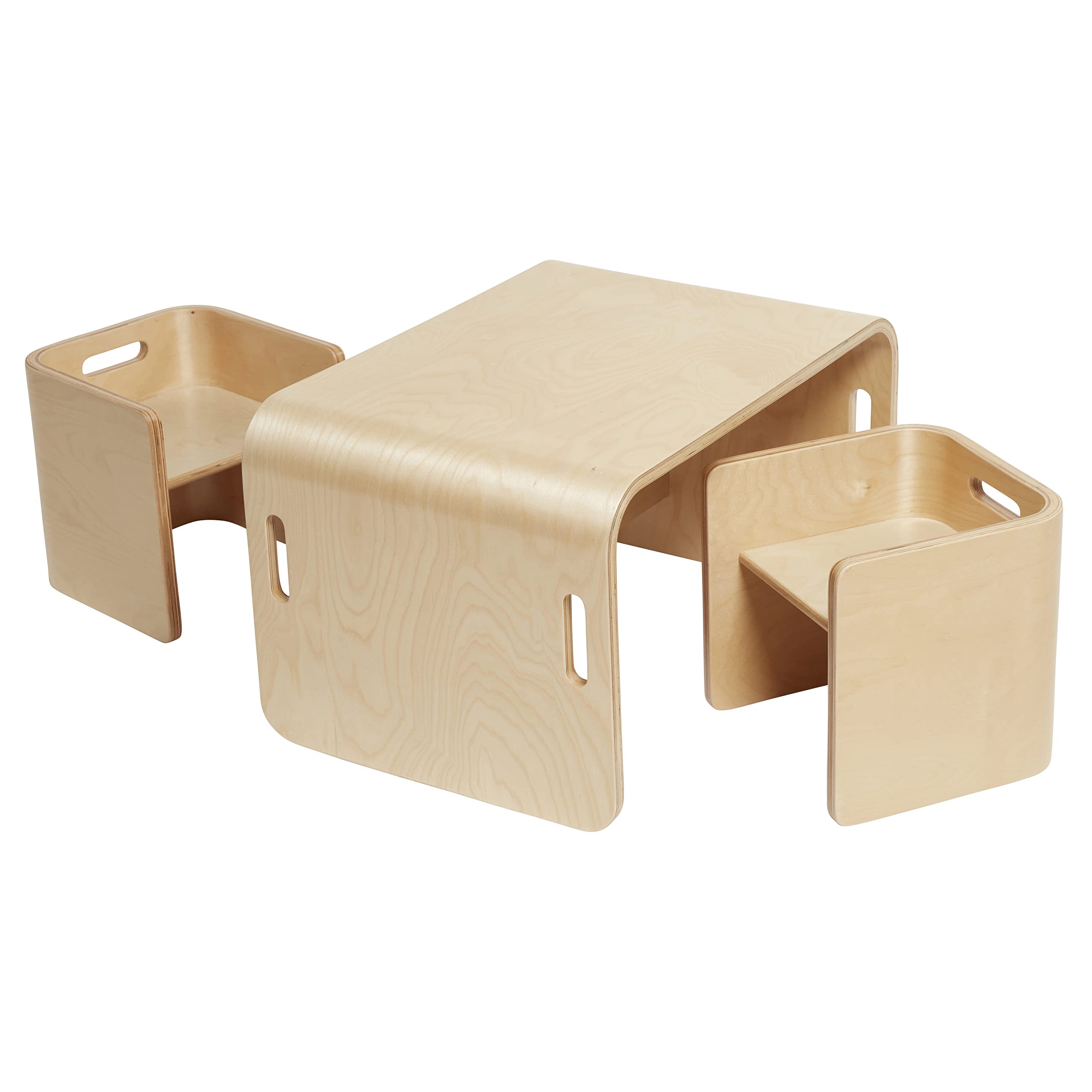 ECR4Kids Premium Bentwood Multipurpose Table and Chair Set for Kids - Natural Wood 3-Piece Children's Furniture - Perfect for Classroom, Playroom & Homeschool Learning Activities