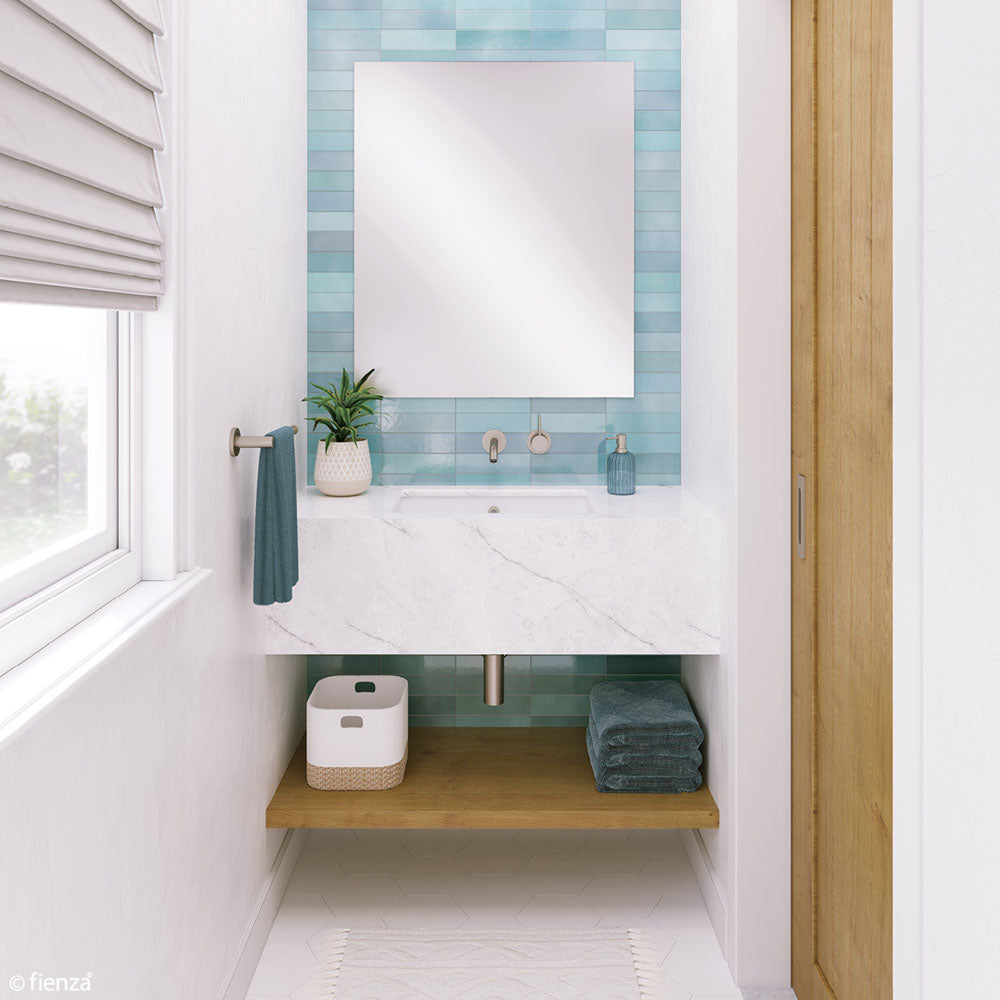 Fienza RB560 Petra Undermount Bathroom Sink - Gloss White Porcelain for Modern Vanities & Powder Rooms - Perfect for Home Renovation & Luxury Bathroom Design