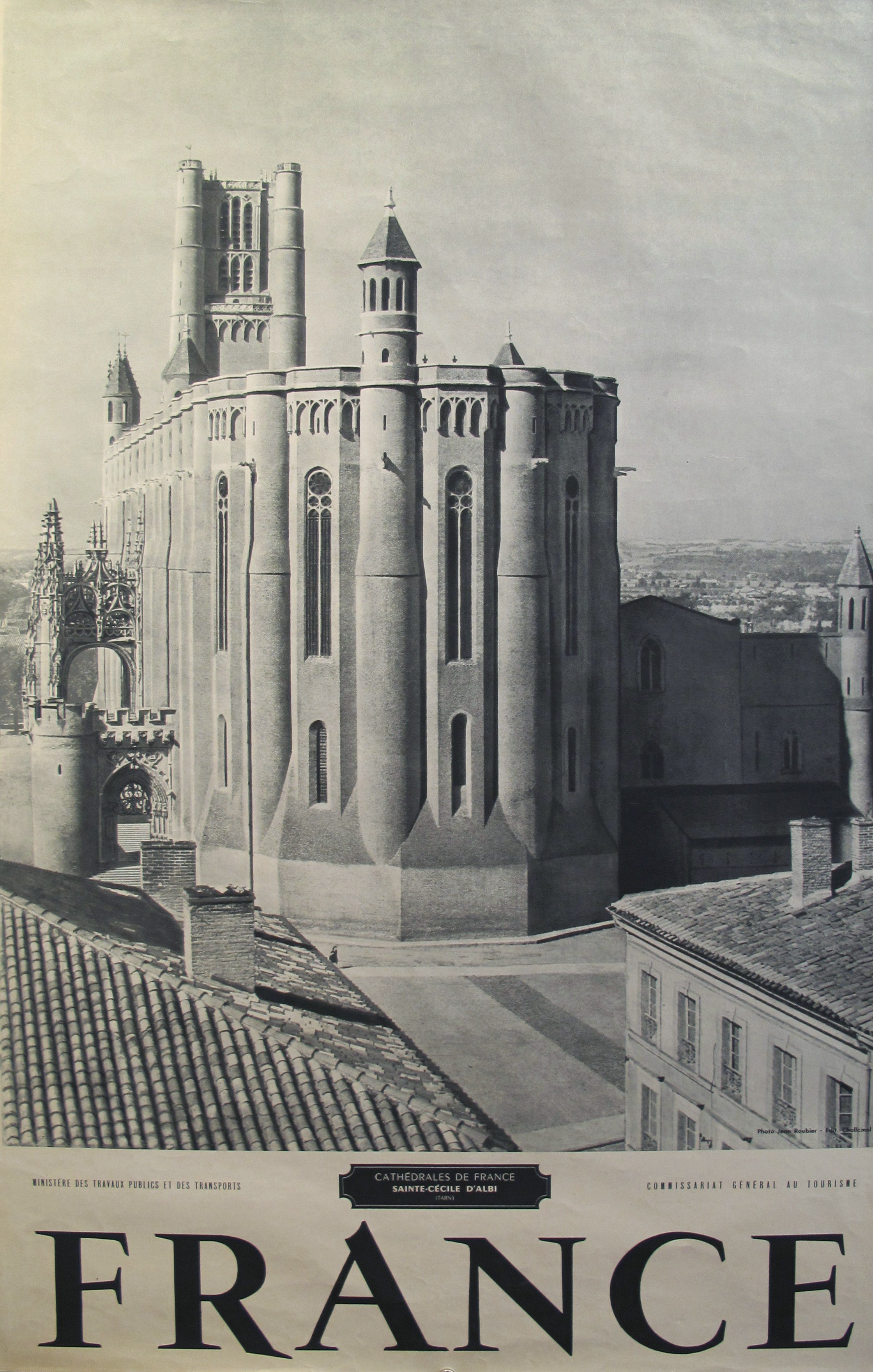 1950s Vintage French Travel Poster - Sainte Cecile d'Albi Cathedral Art Print | Retro Wall Decor for Home, Office & Travel Enthusiasts