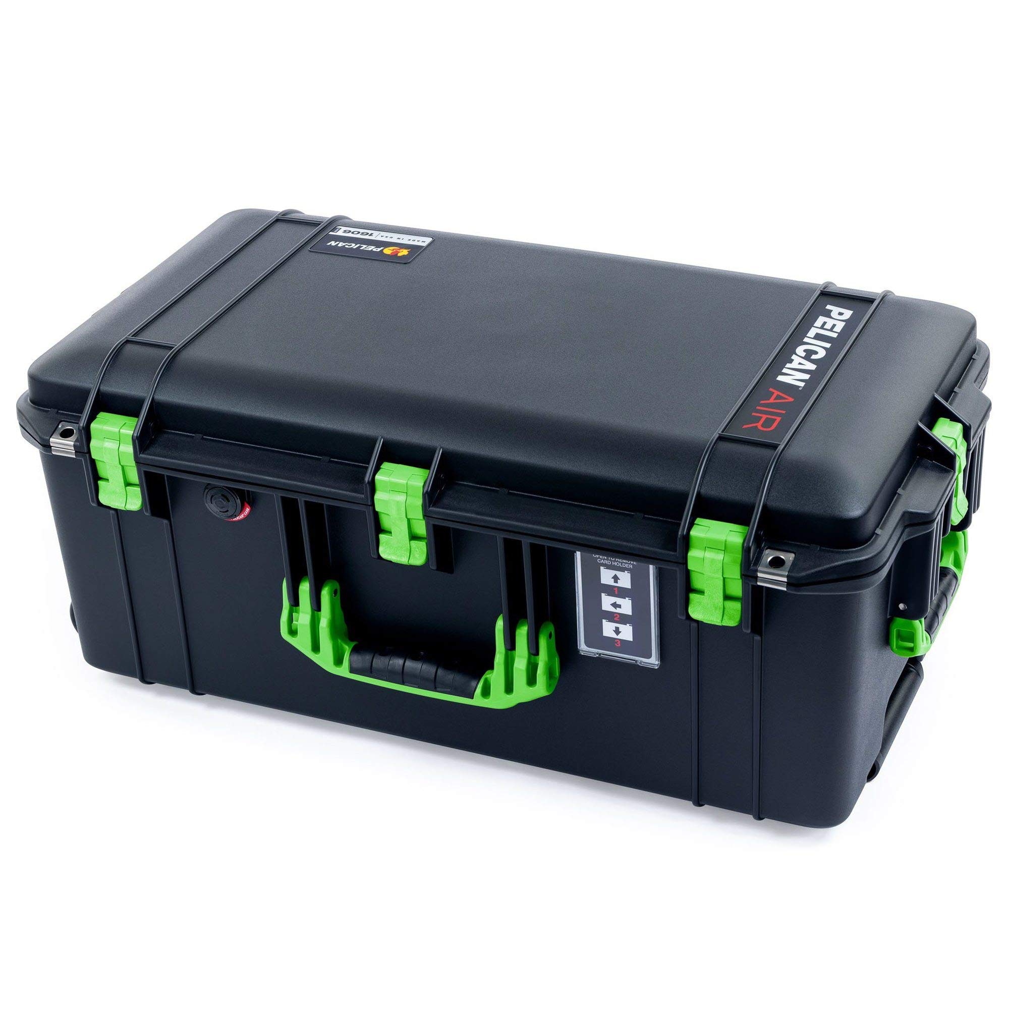 Pelican 1606 Black & Lime Green Wheeled Hard Case - Empty Protective Storage for Travel, Equipment & Tools | Durable Waterproof Case for Outdoor, Military & Professional Use